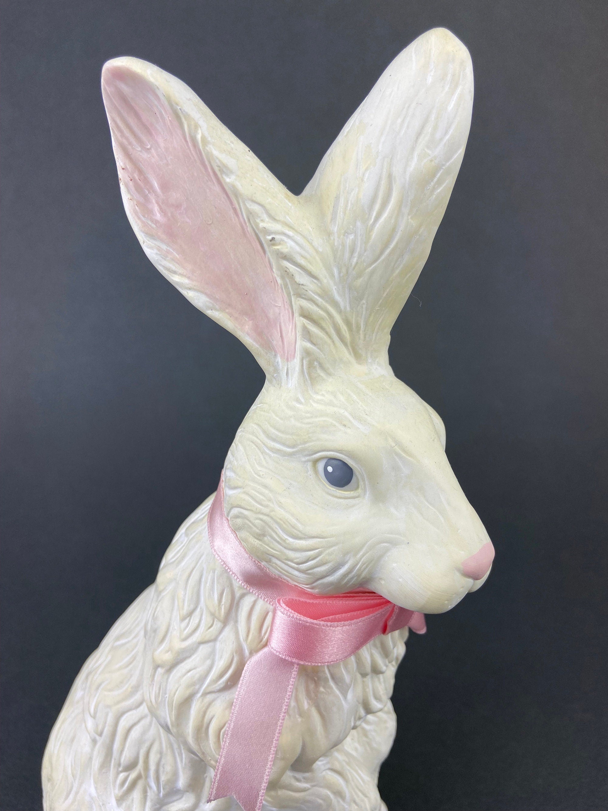 Large Reclining Bunny Figurine: White Farmhouse Easter Decor