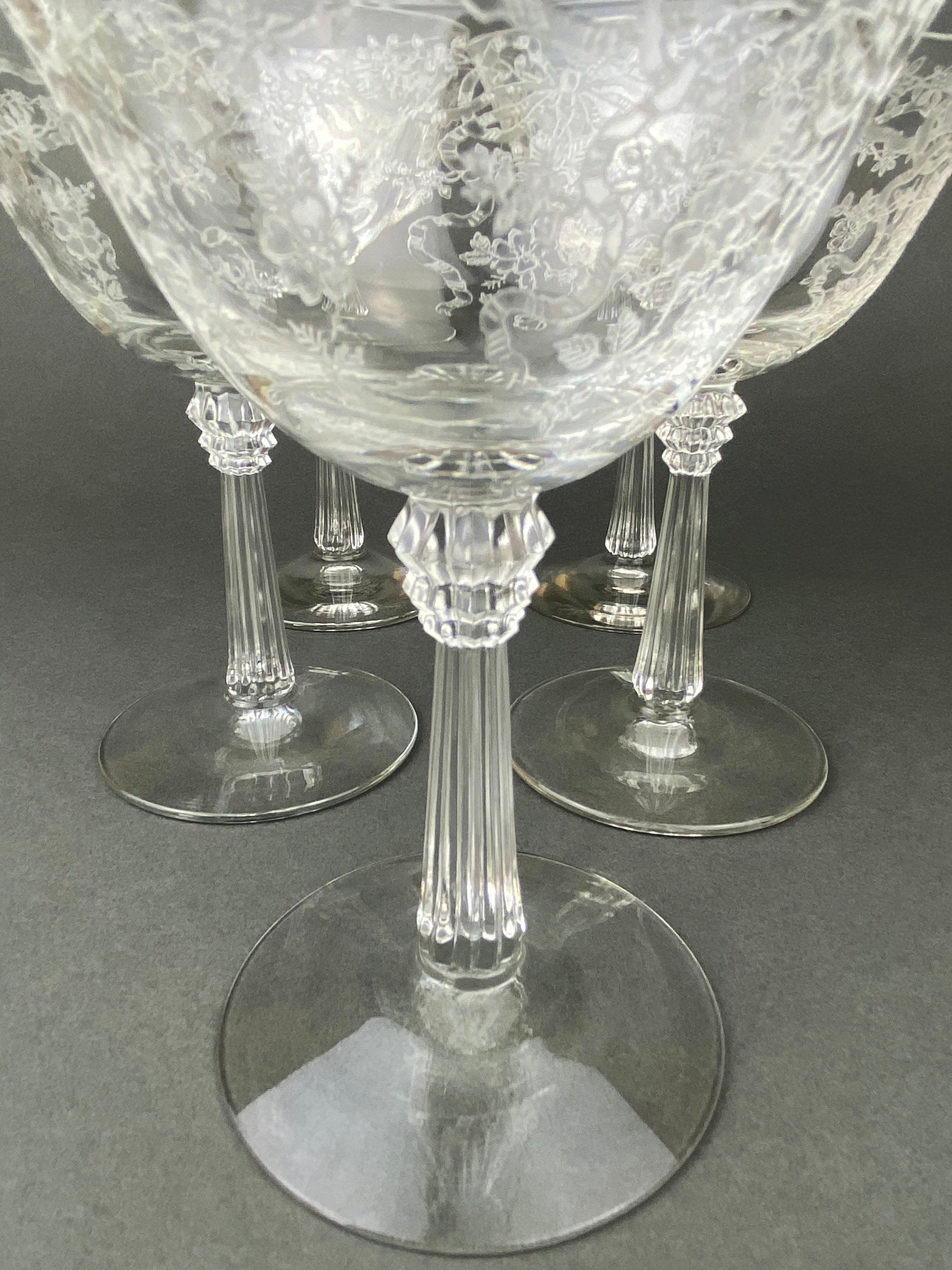 Fenton Romance Etched Crystal Champagne Glasses – Set of 6