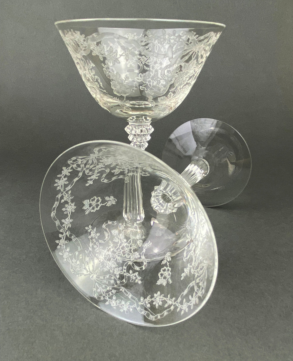 Fenton Romance Etched Crystal Champagne Glasses – Set of 6