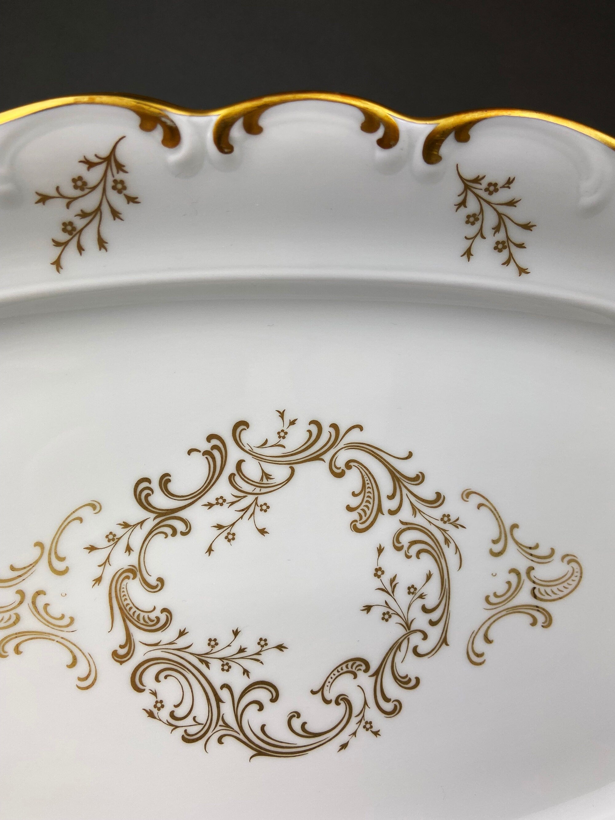 Vintage Schumann Arzberg Porcelain Serving Platter, Gold Detailing