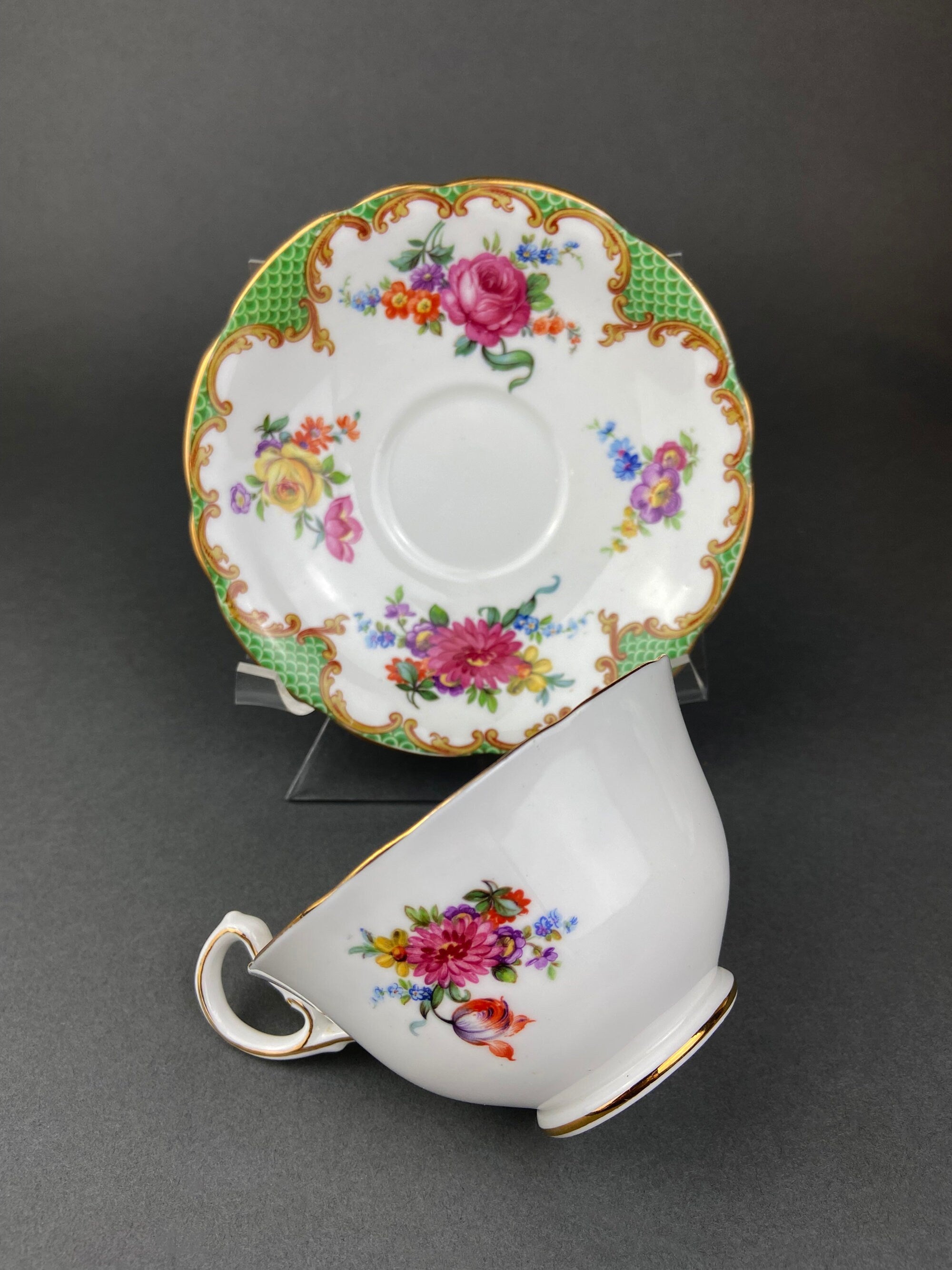 Aynsley Fine Bone China Tea Cup & Saucer – Floral, Made in England