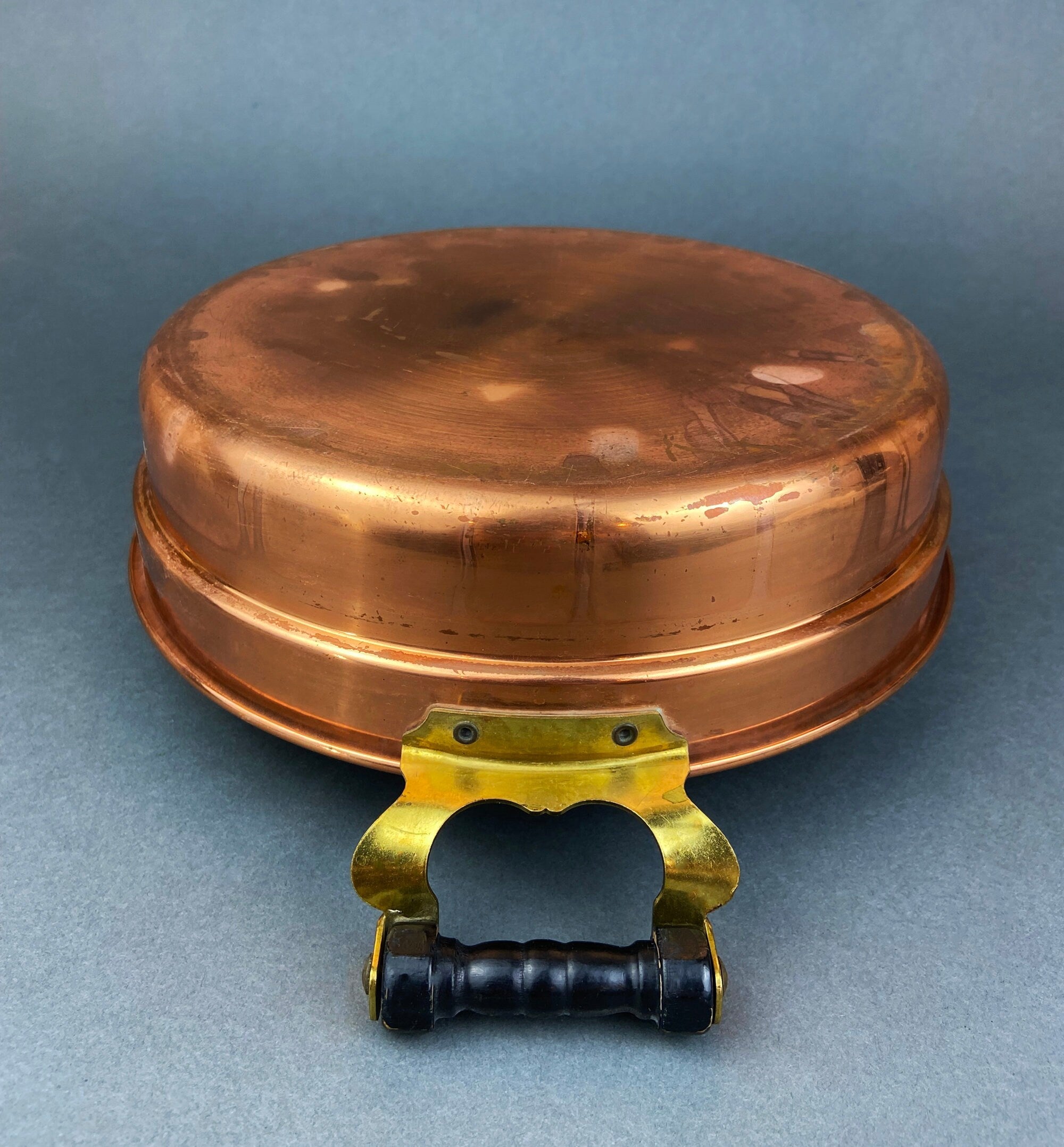 Vintage Copper Serving Dish, Brass Accents, Rustic Kitchen Decor