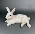 Large Reclining Bunny Figurine: White Farmhouse Easter Decor