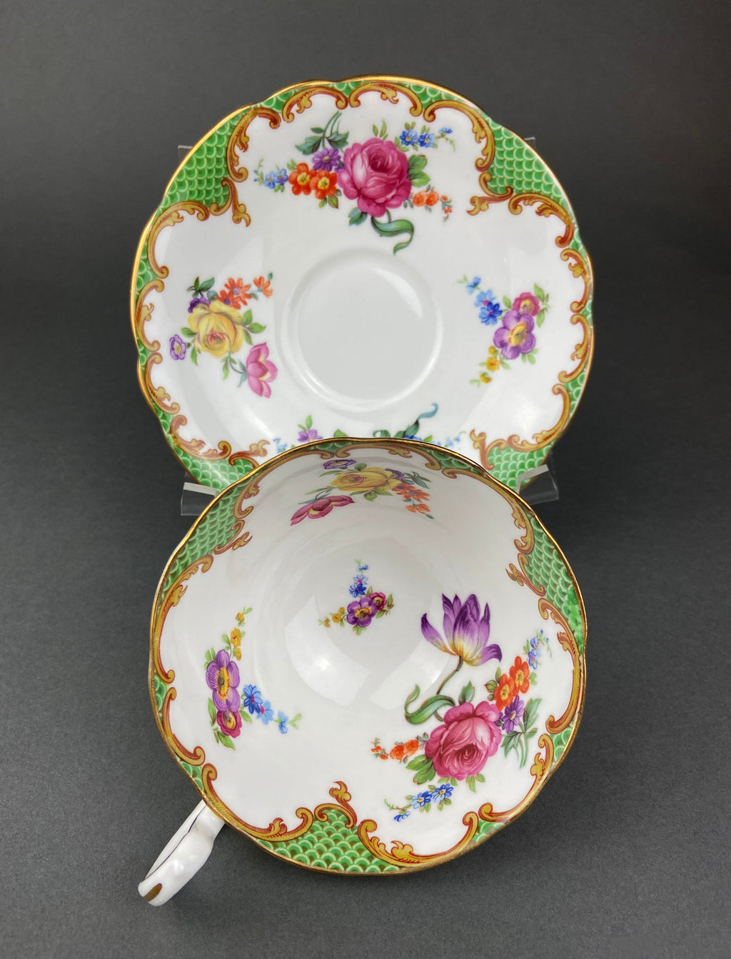 Aynsley Fine Bone China Tea Cup & Saucer – Floral, Made in England