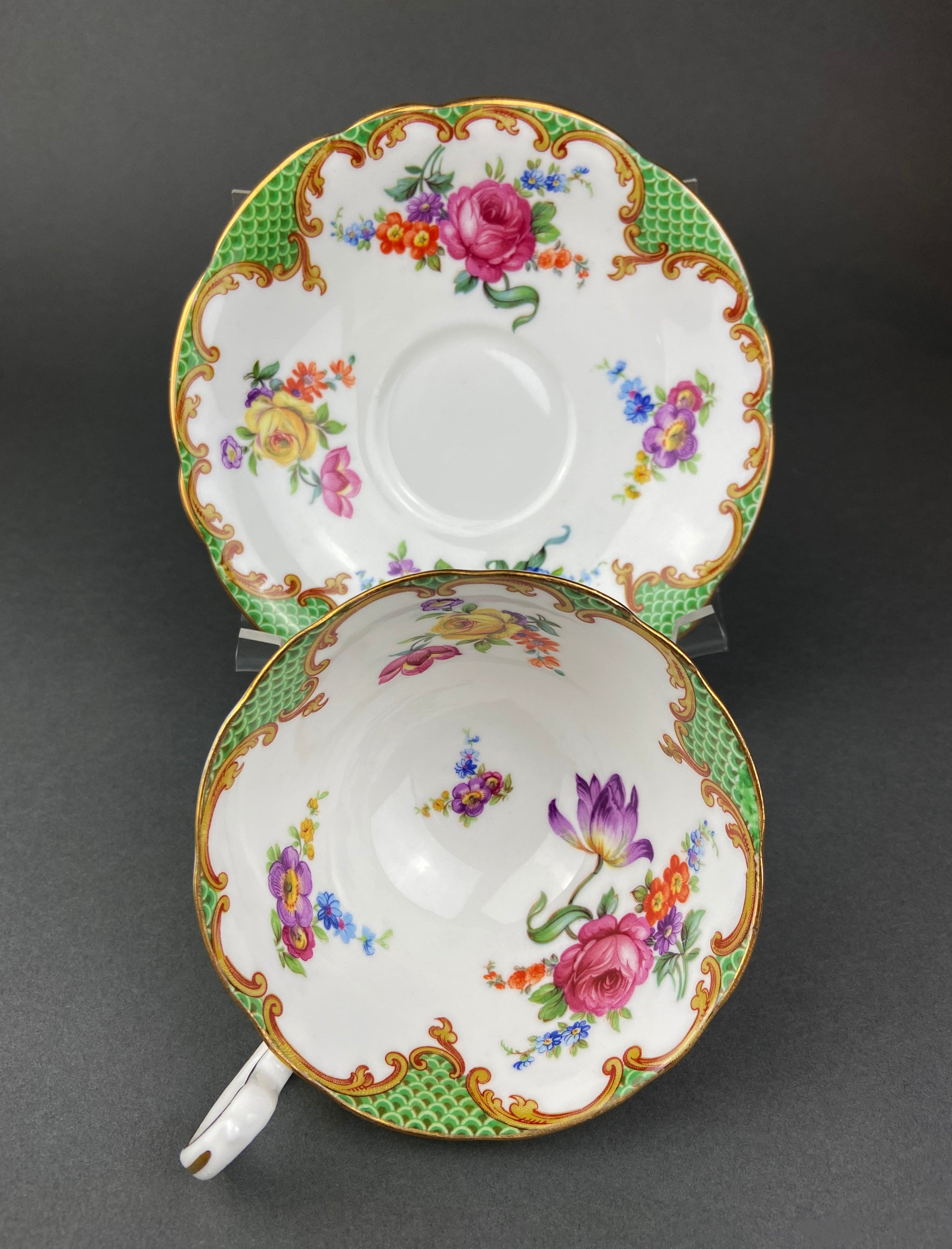 Aynsley Fine Bone China Tea Cup & Saucer – Floral, Made in England