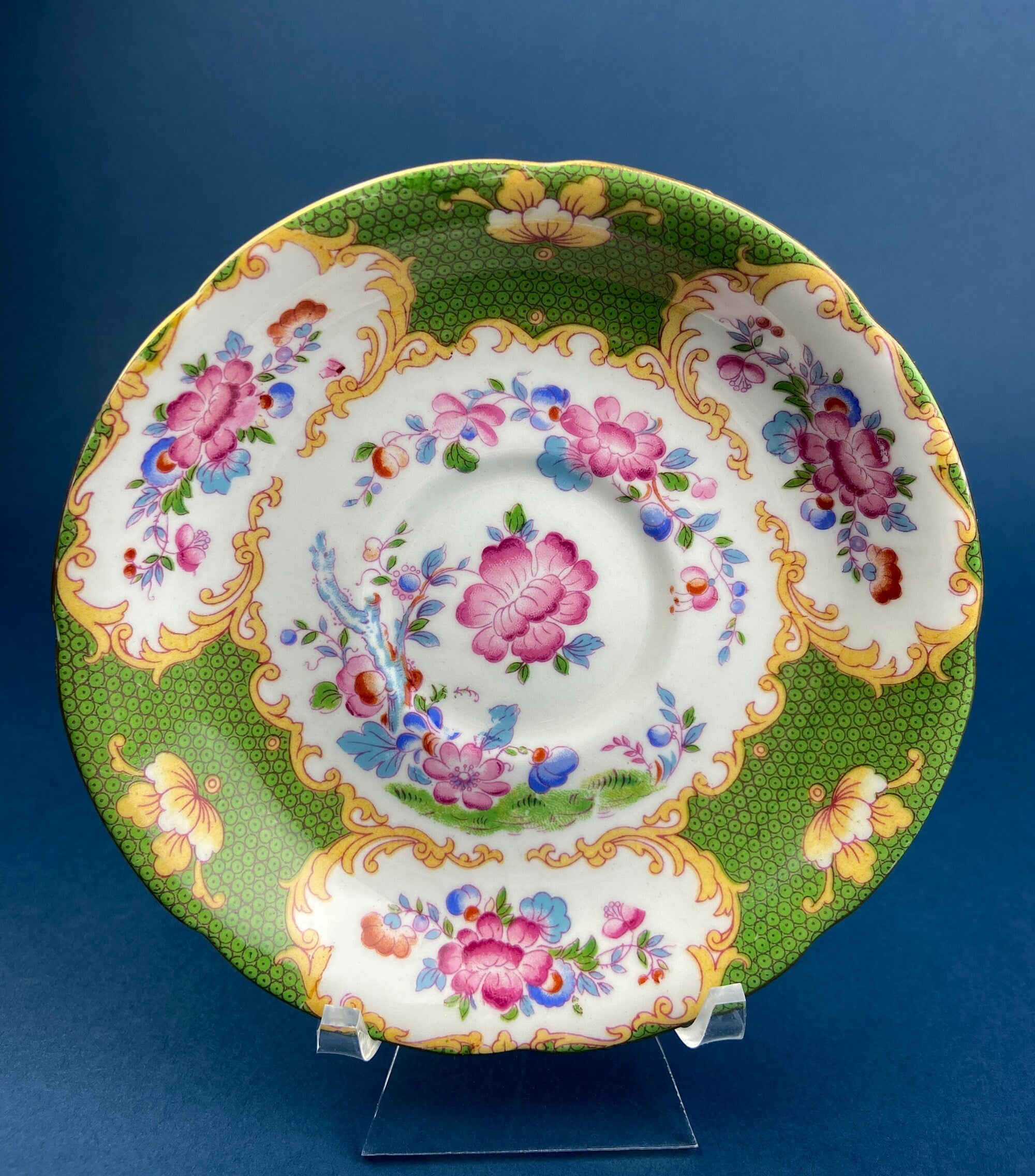 Vintage Grafton Fine Bone China Tea Cup & Saucer, Asian Inspired Decor