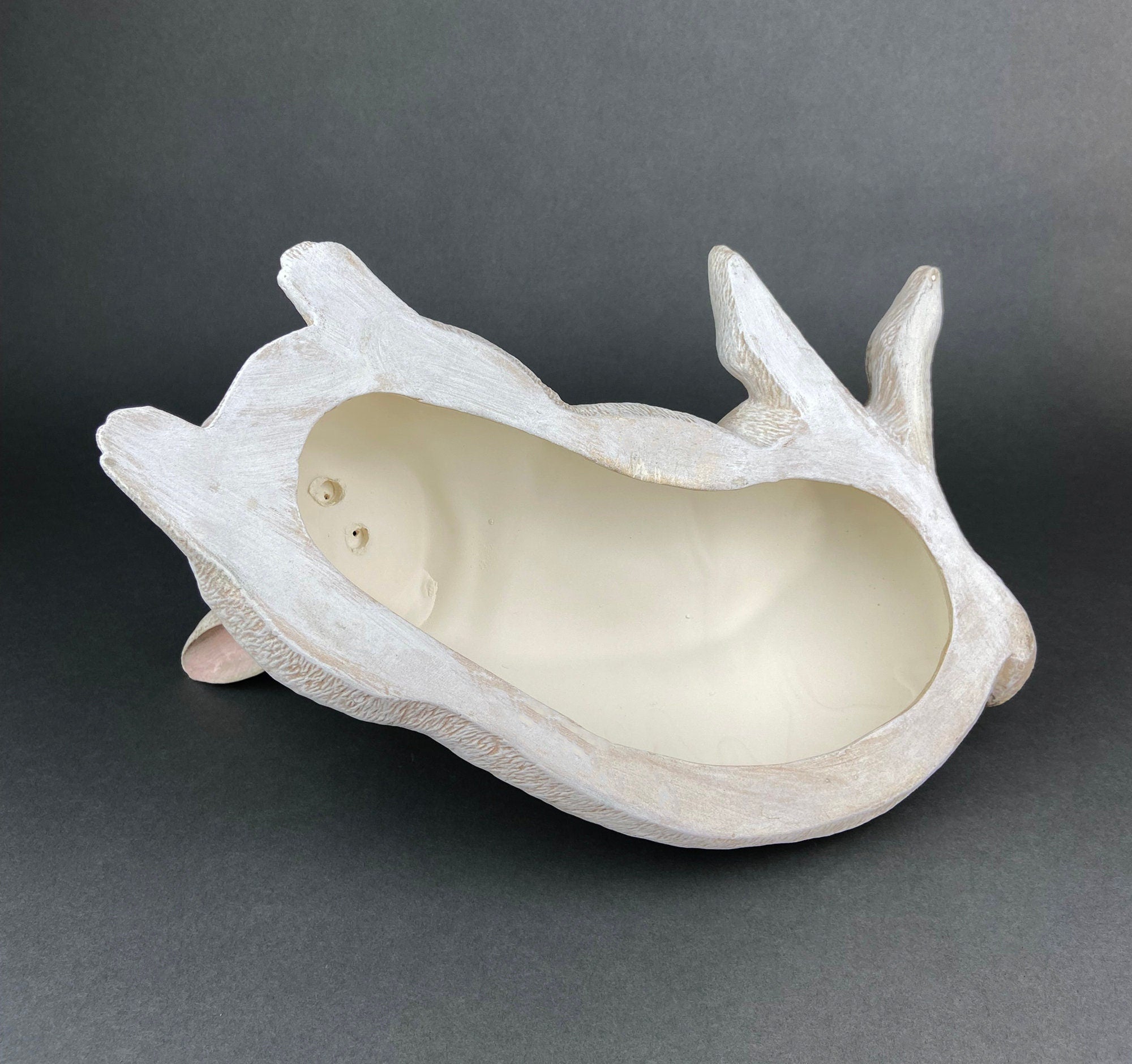 Large Reclining Bunny Figurine: White Farmhouse Easter Decor