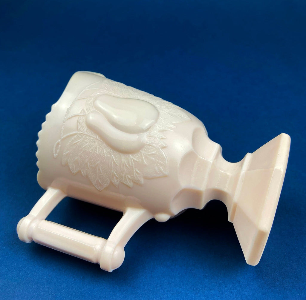 Pink Milk Glass Footed Creamer – Pear Motif