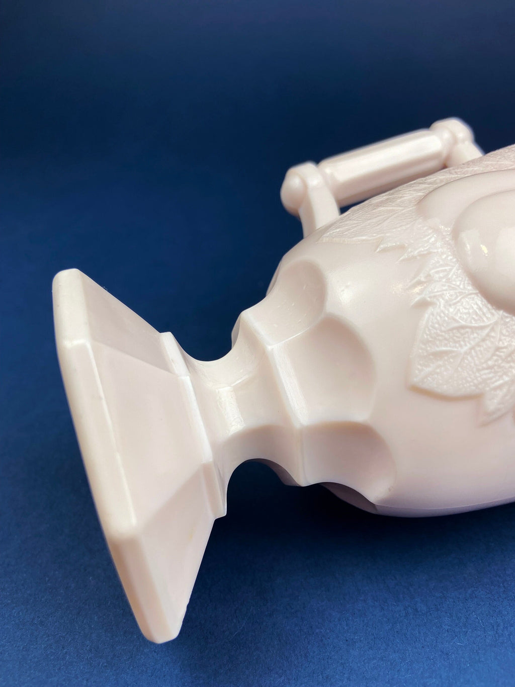 Pink Milk Glass Footed Creamer – Pear Motif