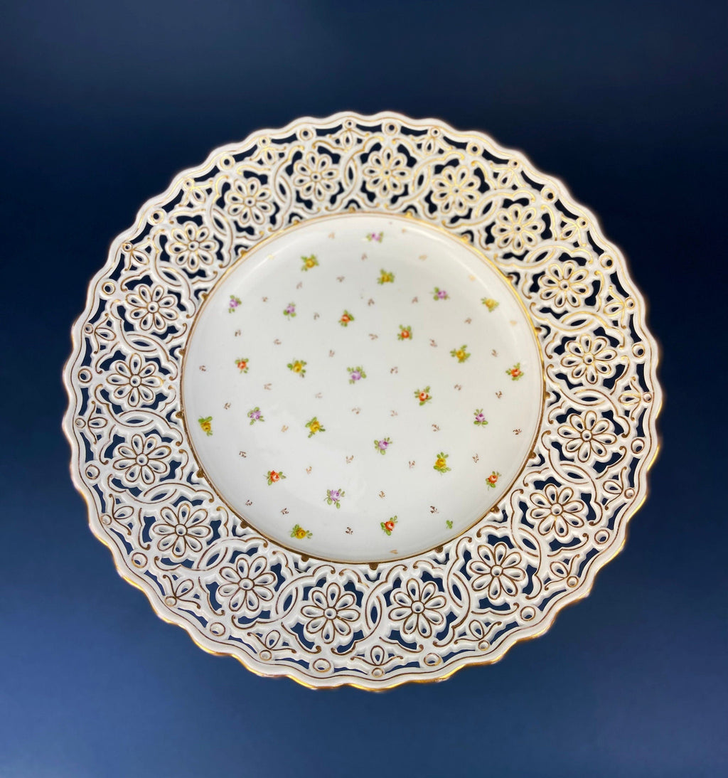 Porcelain Bowl by RS Prussia with Hand Painted Wild Roses and Embossing