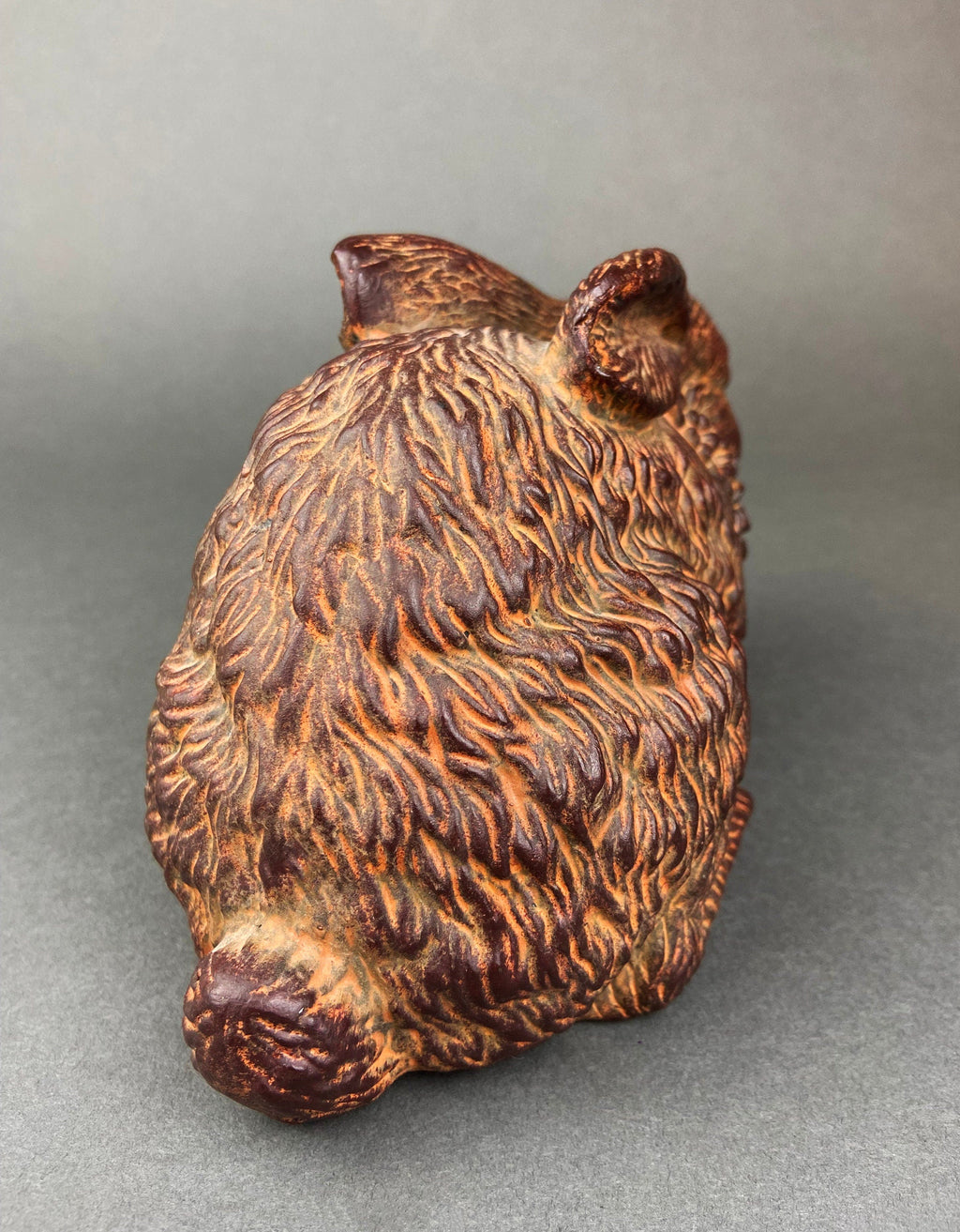 Chocolate-Like Bunny Rabbit Figurine with Flower Wreath