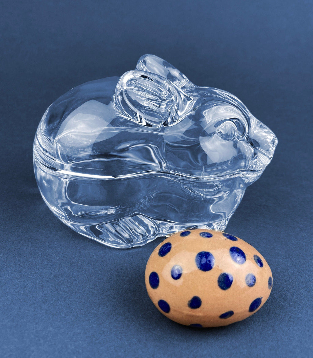 Clear Glass Bunny Butter Dish, Trinket Box, Spring Easter Decor