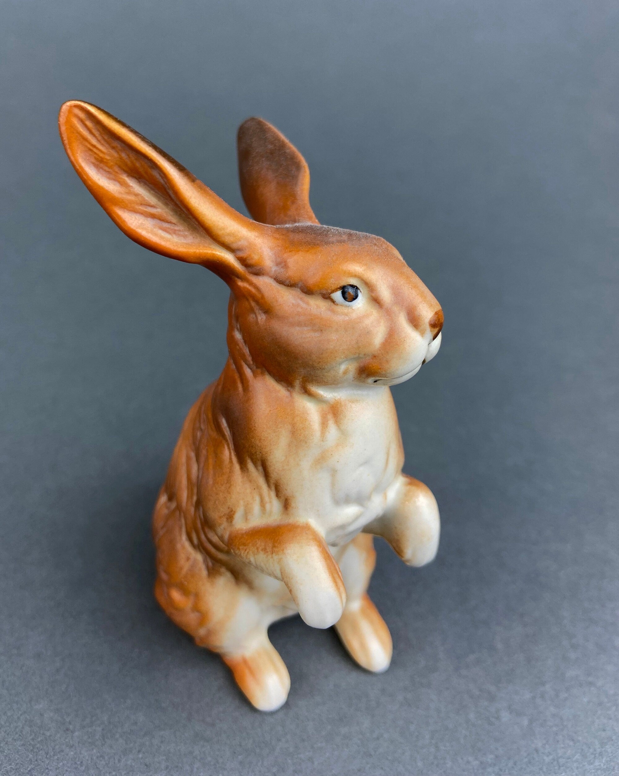 Vintage Bunny Figurines. Pair of Hand Painted Porcelain Rabbits. Spring and Easter Celebration. Collectible Figurines.