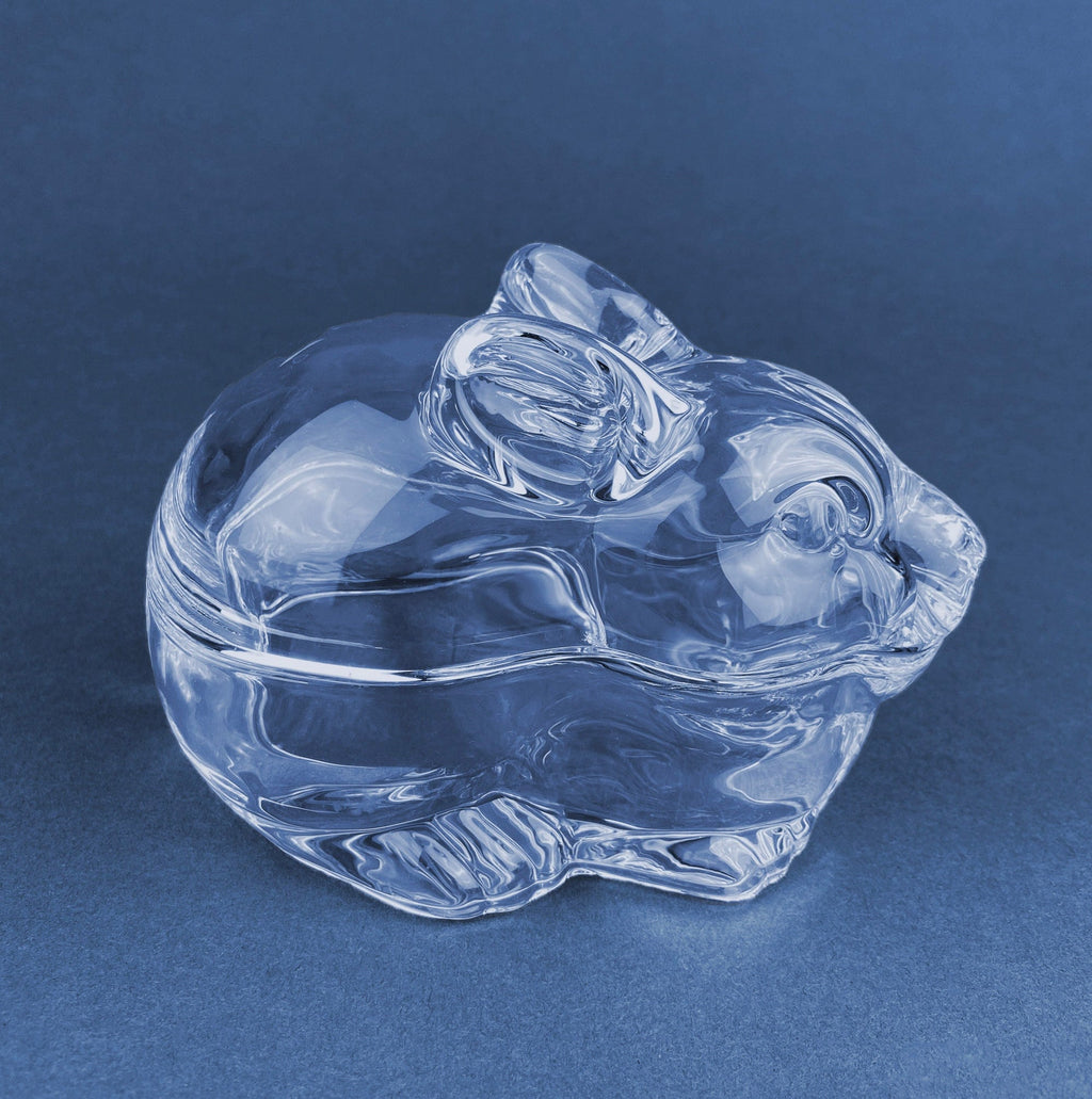 Clear Glass Bunny Butter Dish, Trinket Box, Spring Easter Decor