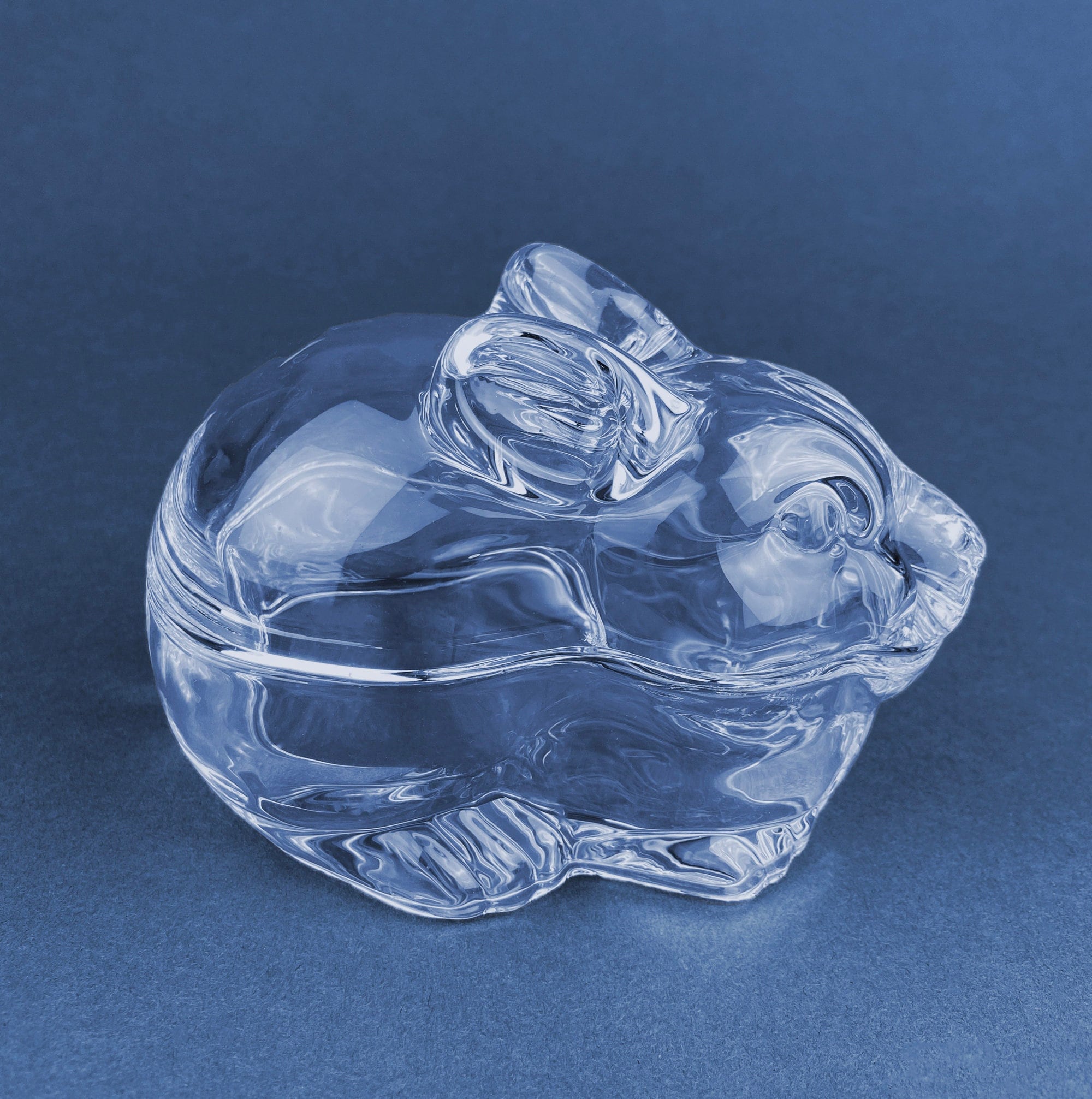 Clear Glass Bunny Butter Dish, Trinket Box, Spring Easter Decor