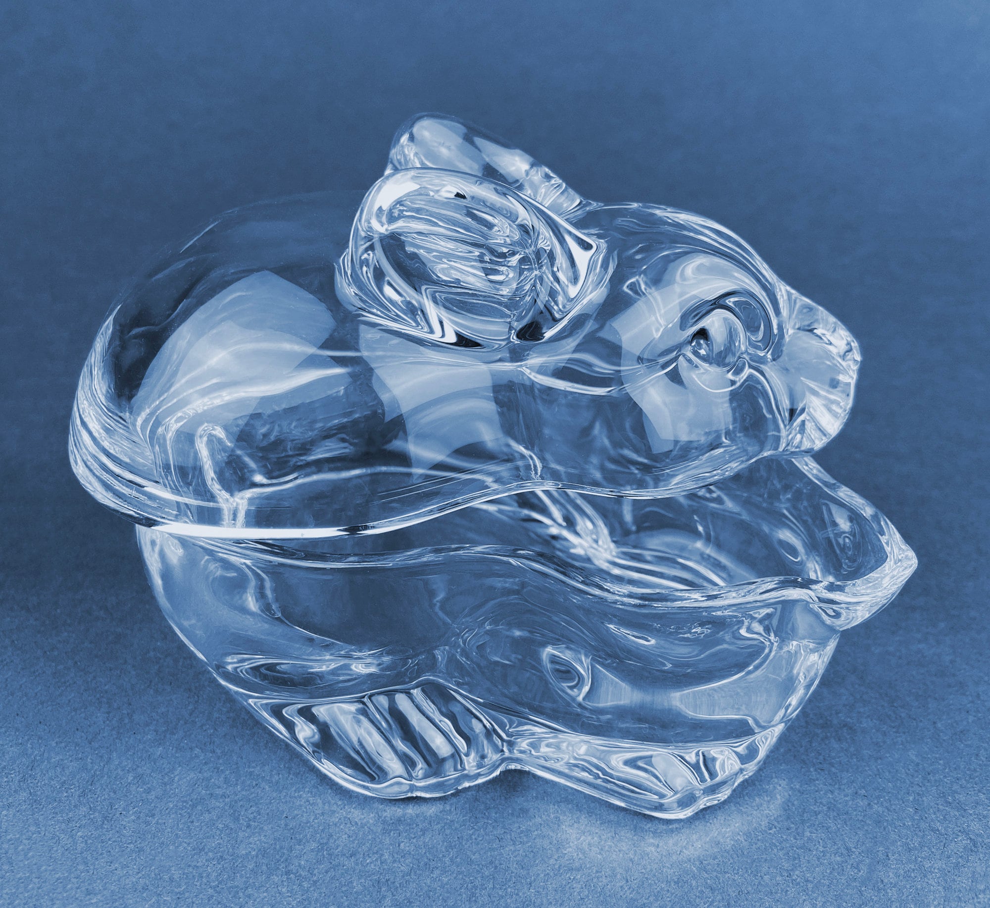 Clear Glass Bunny Butter Dish, Trinket Box, Spring Easter Decor