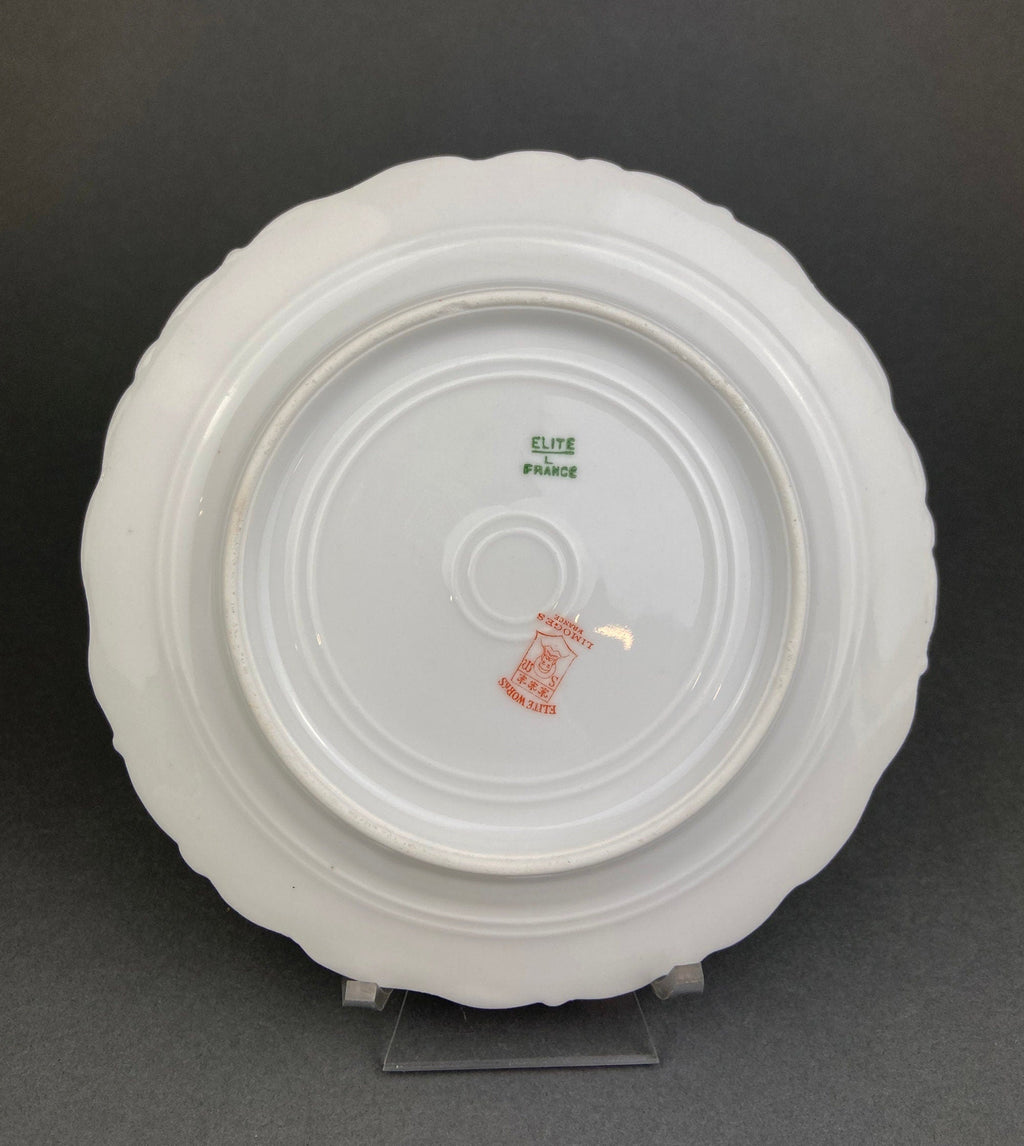 Limoges Elite Pink Rose Salad Plates with Scalloped Rim – Set of 5