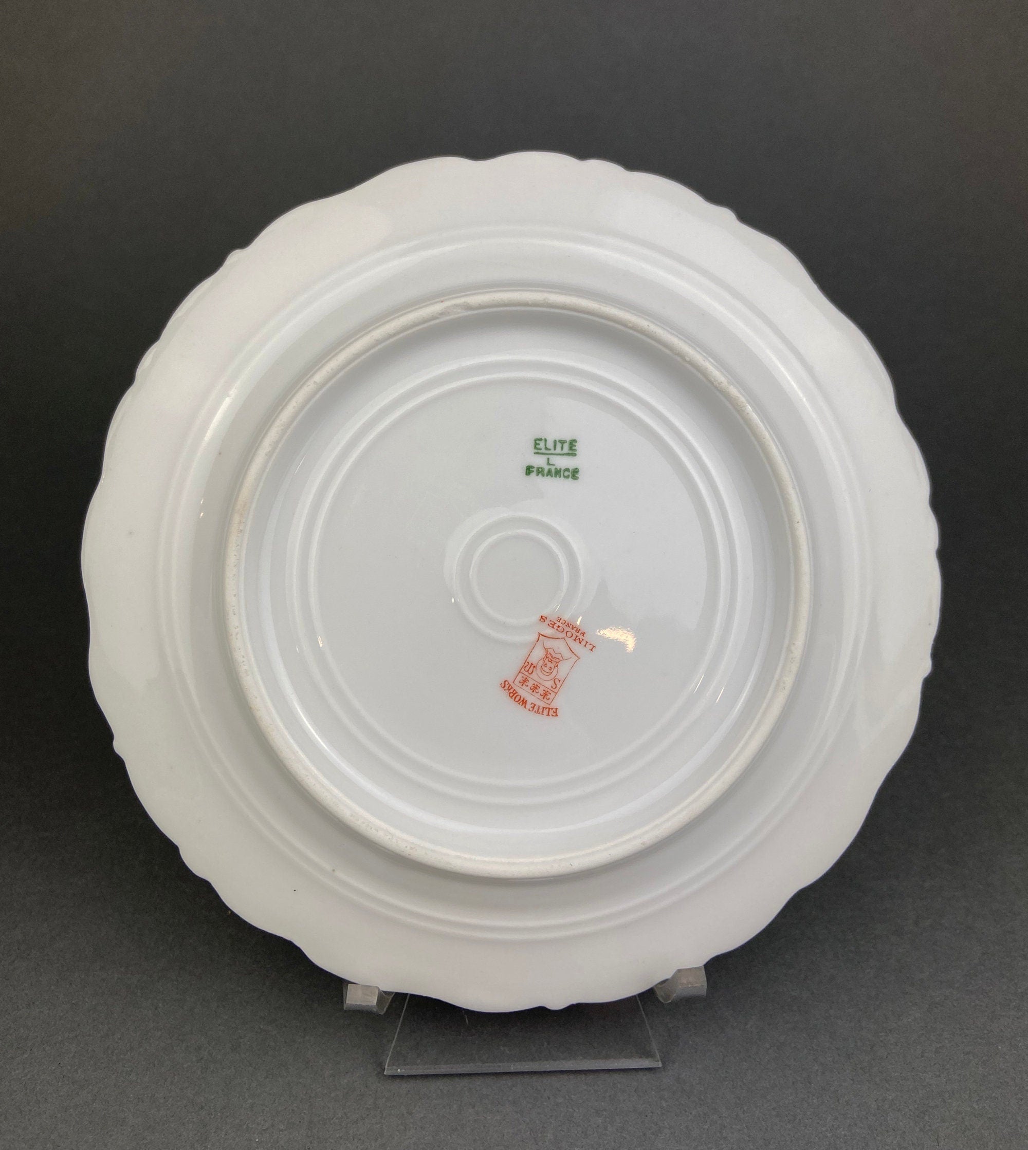 Limoges Elite Pink Rose Salad Plates with Scalloped Rim – Set of 5