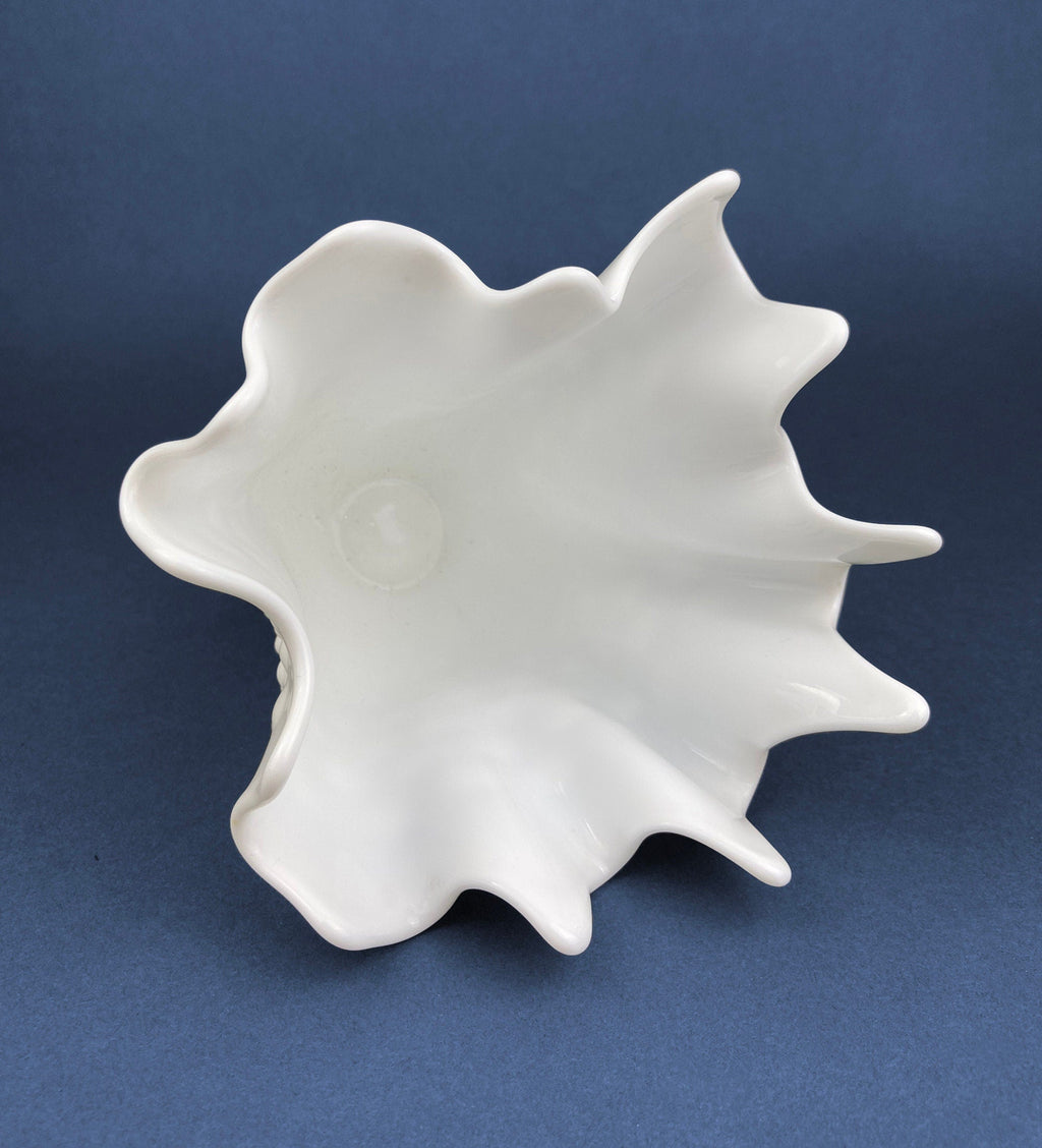 Vintage Milk Glass Splash Vase. Hobnail Vase  with Pinched Edge for Growing Ivy.  Wedding or Home Decor.