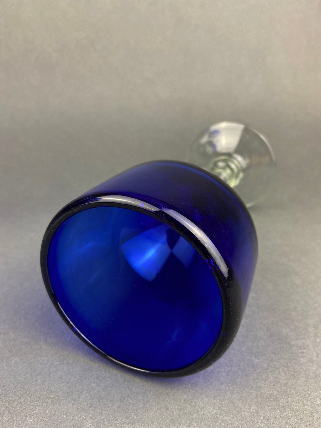 Cobalt Blue Hand-Blown Stemmed Glasses – Set of 6