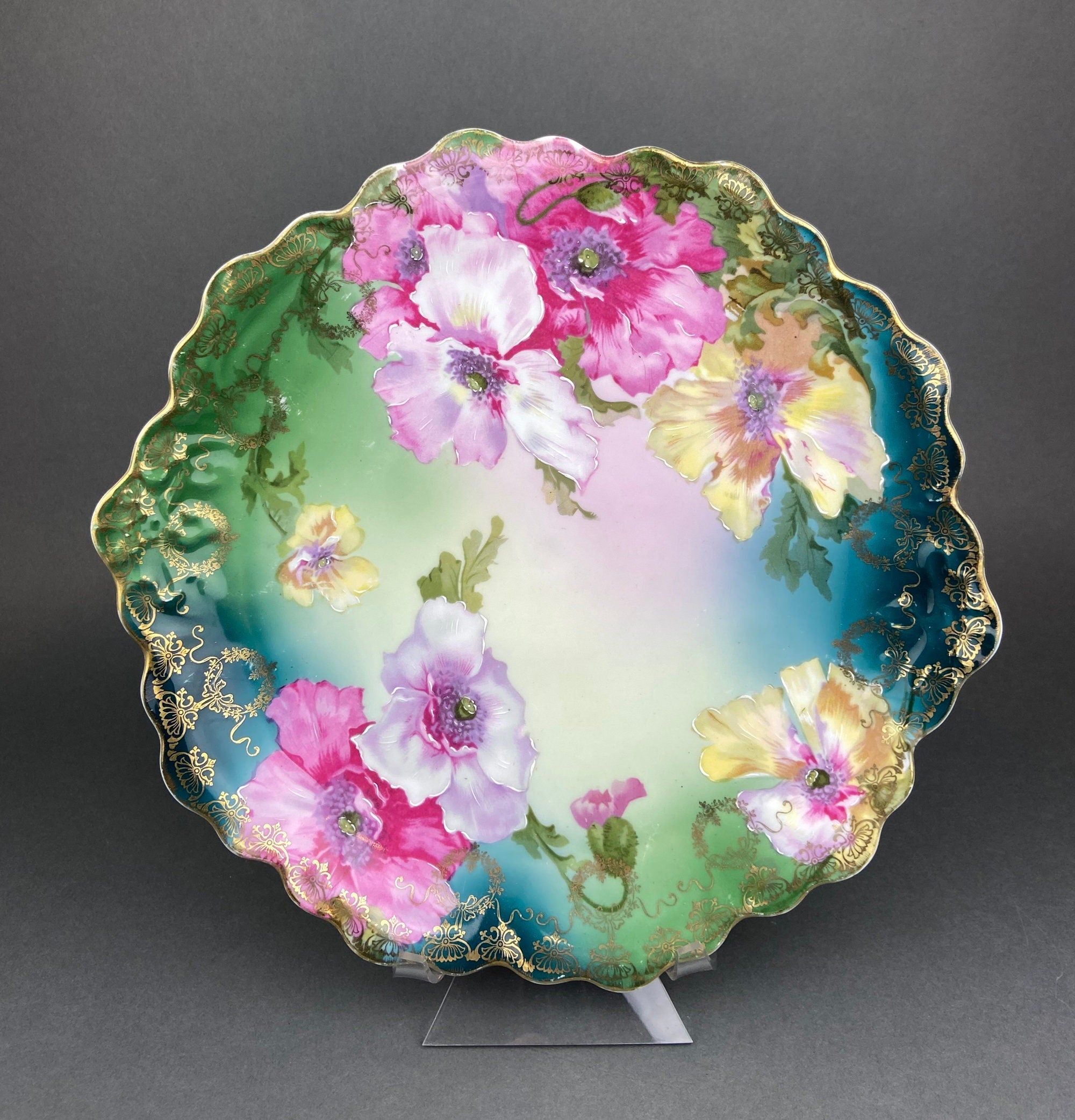 Antique M.Z. Austria Imperial Vienna Hand-Painted Decorative Plate, c.1900–1909