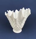 Vintage Milk Glass Splash Vase. Hobnail Vase  with Pinched Edge for Growing Ivy.  Wedding or Home Decor.