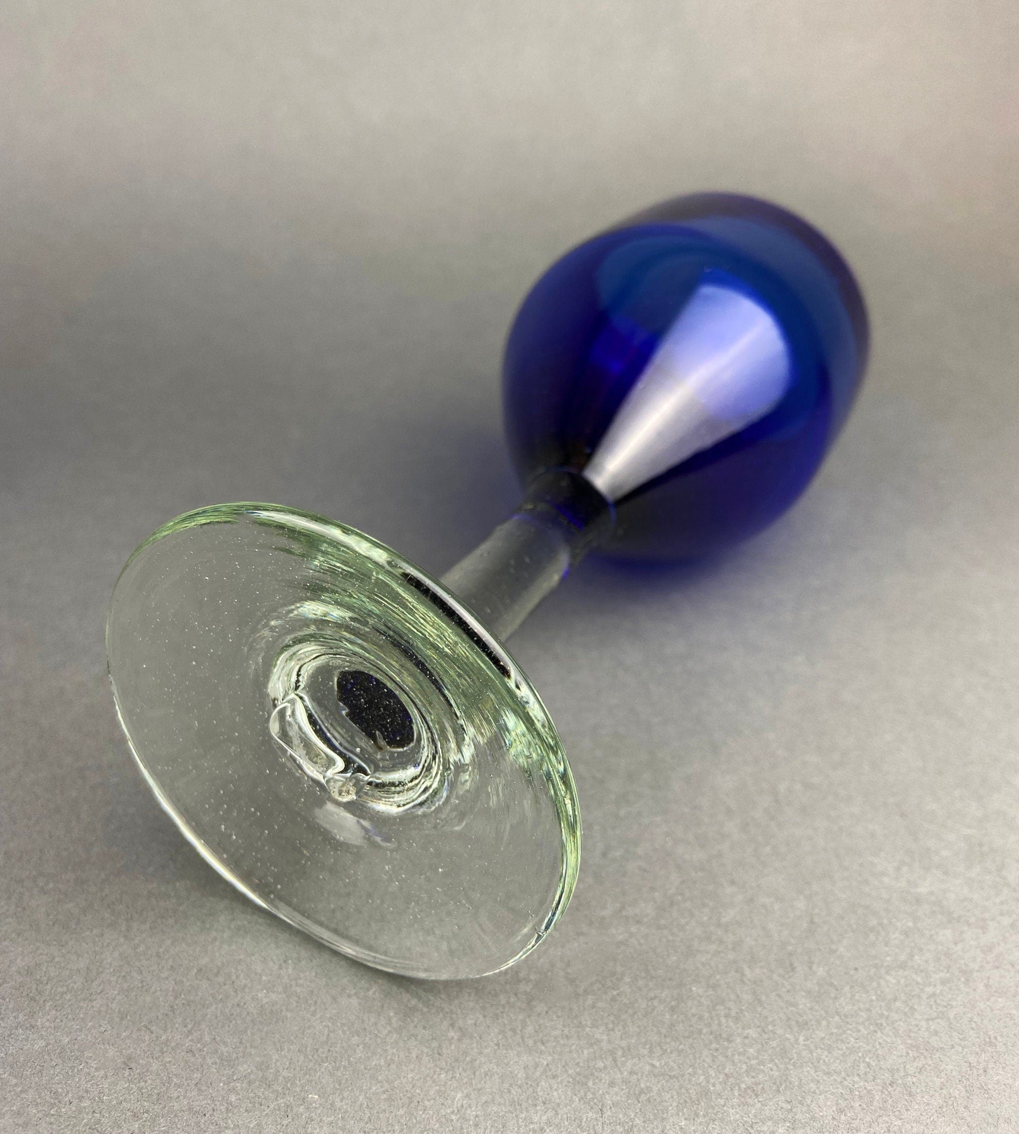 Cobalt Blue Hand-Blown Stemmed Glasses – Set of 6