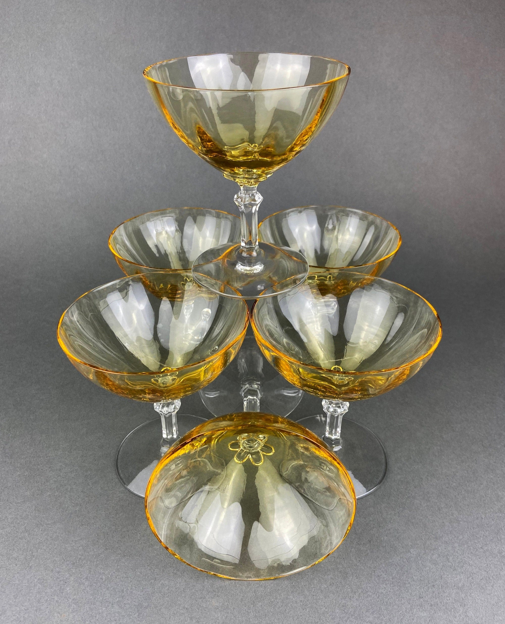 Fostoria Crystal Topaz Low Sherbet Champagne Glasses – Set of 6