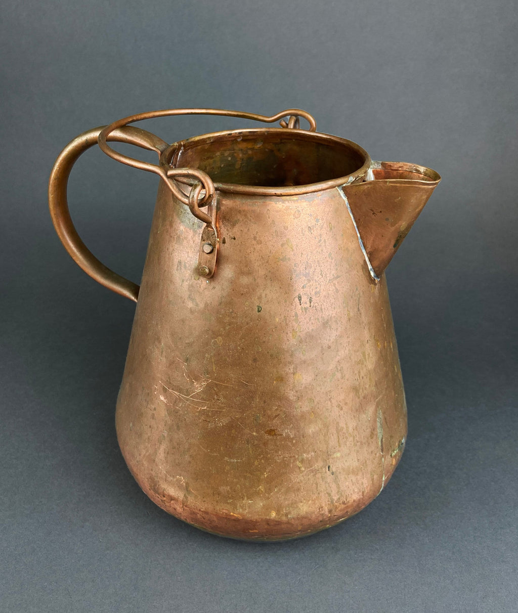 Vintage Hand Hammered Copper Jug. Primitive Pitcher. Copper Vase. Water Vessel. Collectible Rustic Home Decor.