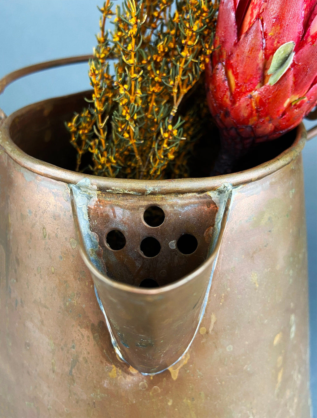 Vintage Hand Hammered Copper Jug. Primitive Pitcher. Copper Vase. Water Vessel. Collectible Rustic Home Decor.