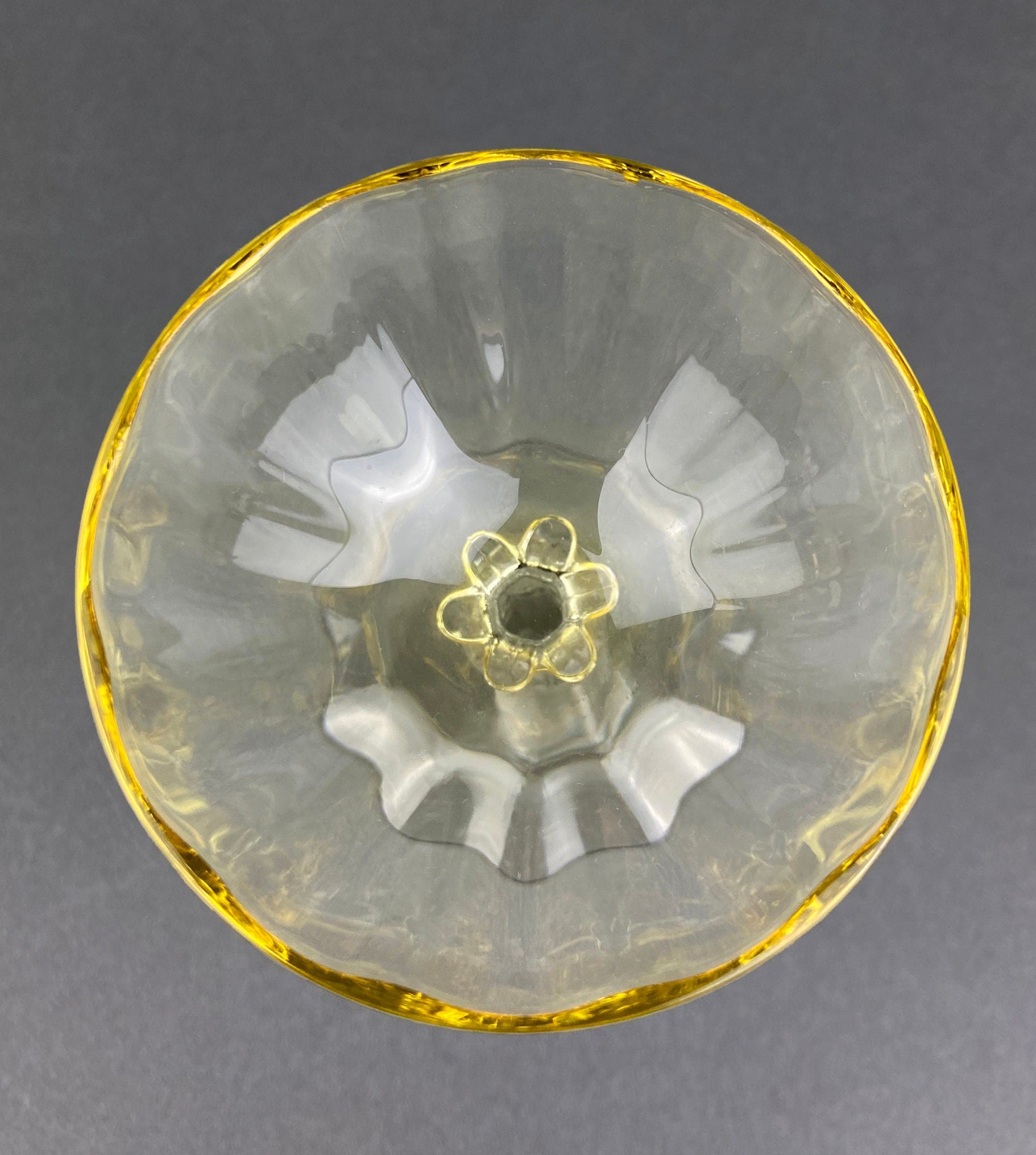 Vintage Fostoria Crystal Topaz Wine Glasses. Light Yellow Stem 5098 Glasses. Set of Five. Fine Table Glassware. Gold Table Decor.