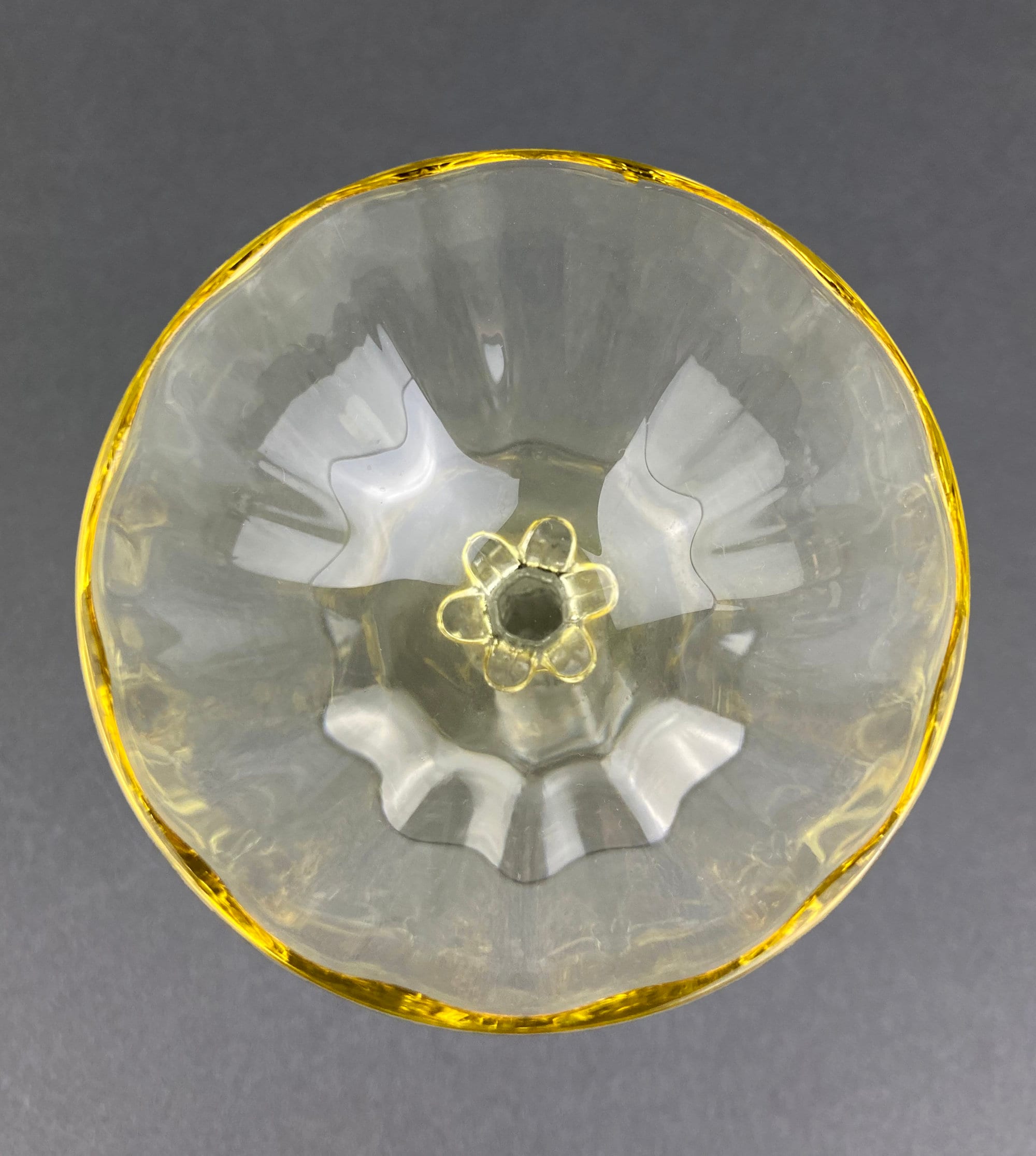 Vintage Fostoria Crystal Topaz Wine Glasses. Light Yellow Stem 5098 Glasses. Set of Five. Fine Table Glassware. Gold Table Decor.