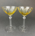 Vintage Fostoria Topaz Claret Glasses, Light Yellow Stemware, Set of Two