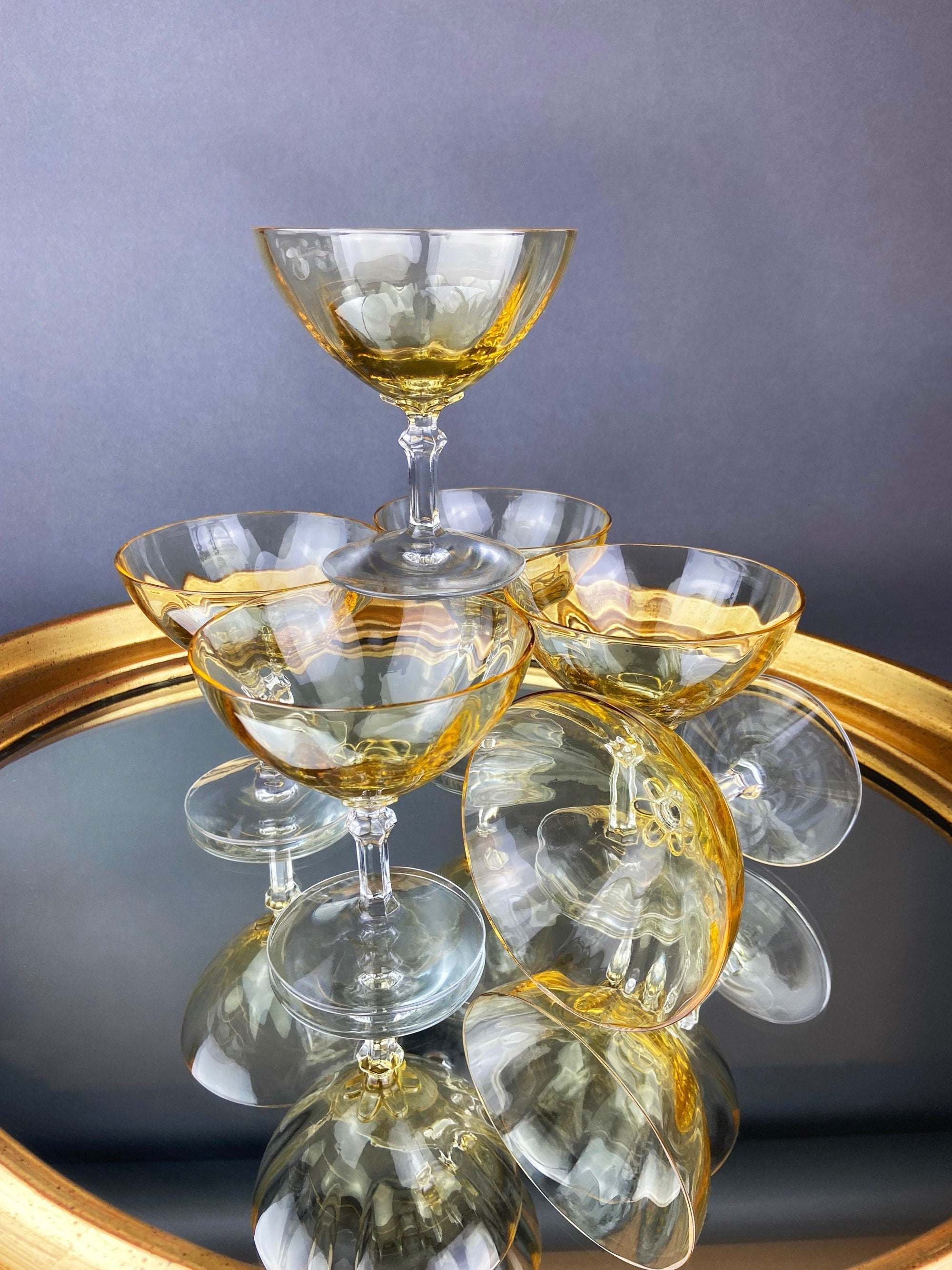 Fostoria Crystal Topaz Low Sherbet Champagne Glasses – Set of 6