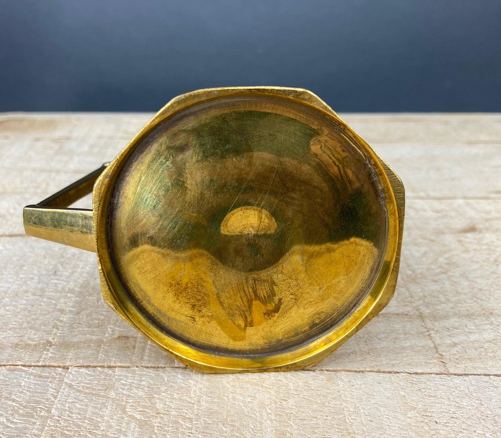 Antique Brass Creamer and Sugar Dish. Heavy Brass Containers with Handles. Kitchen Accessories.