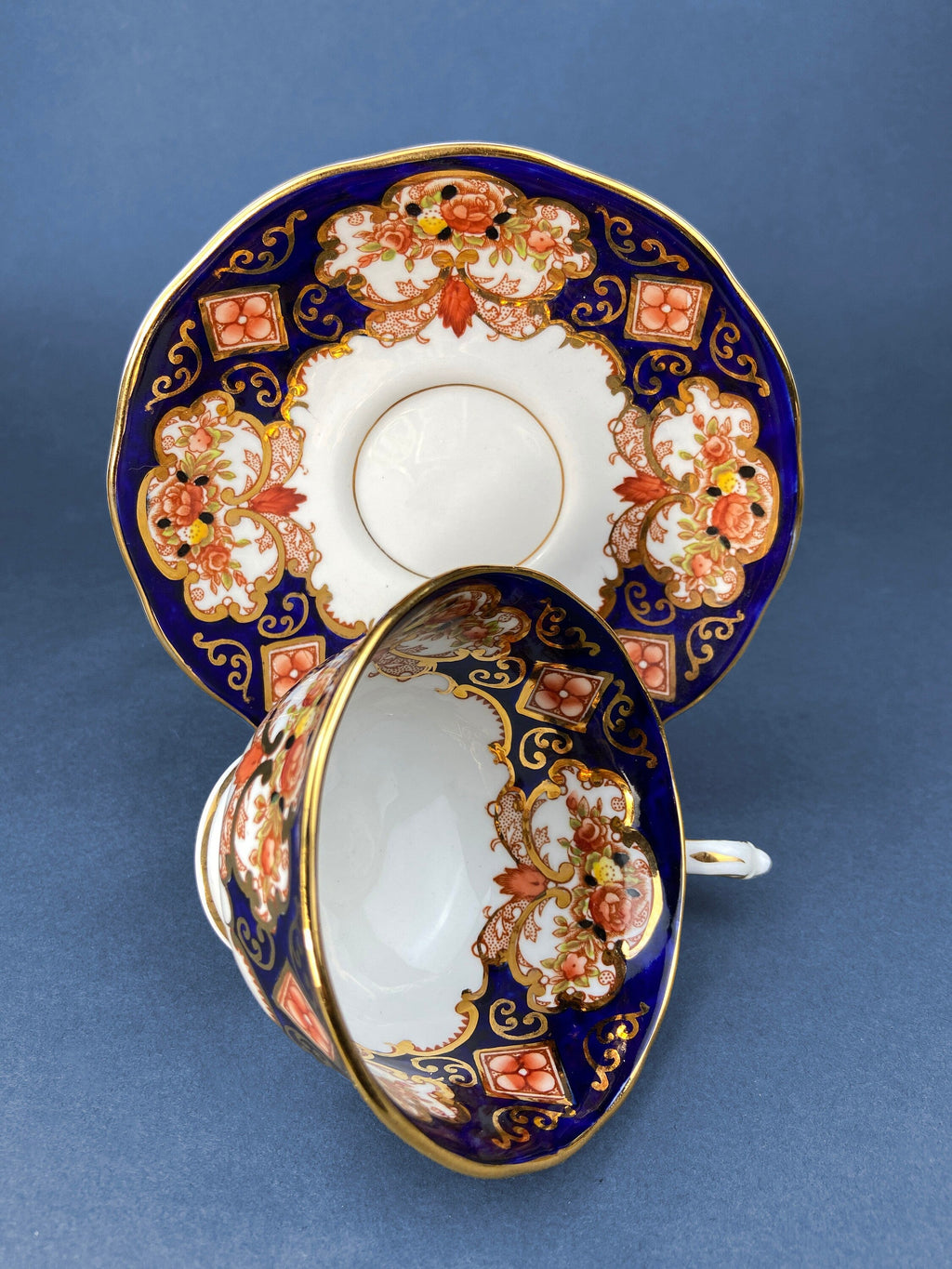Vintage TeaCup and Saucer. Hand Painted Royal Albert Bone China. Heirloom Pattern. Made in England.