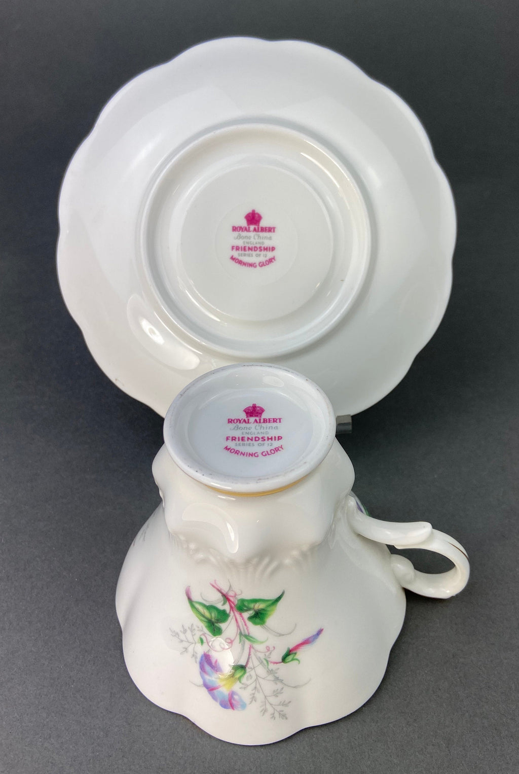 Vintage Royal Albert Tea Cup and Saucer: Bone China Morning Glory, Made in England