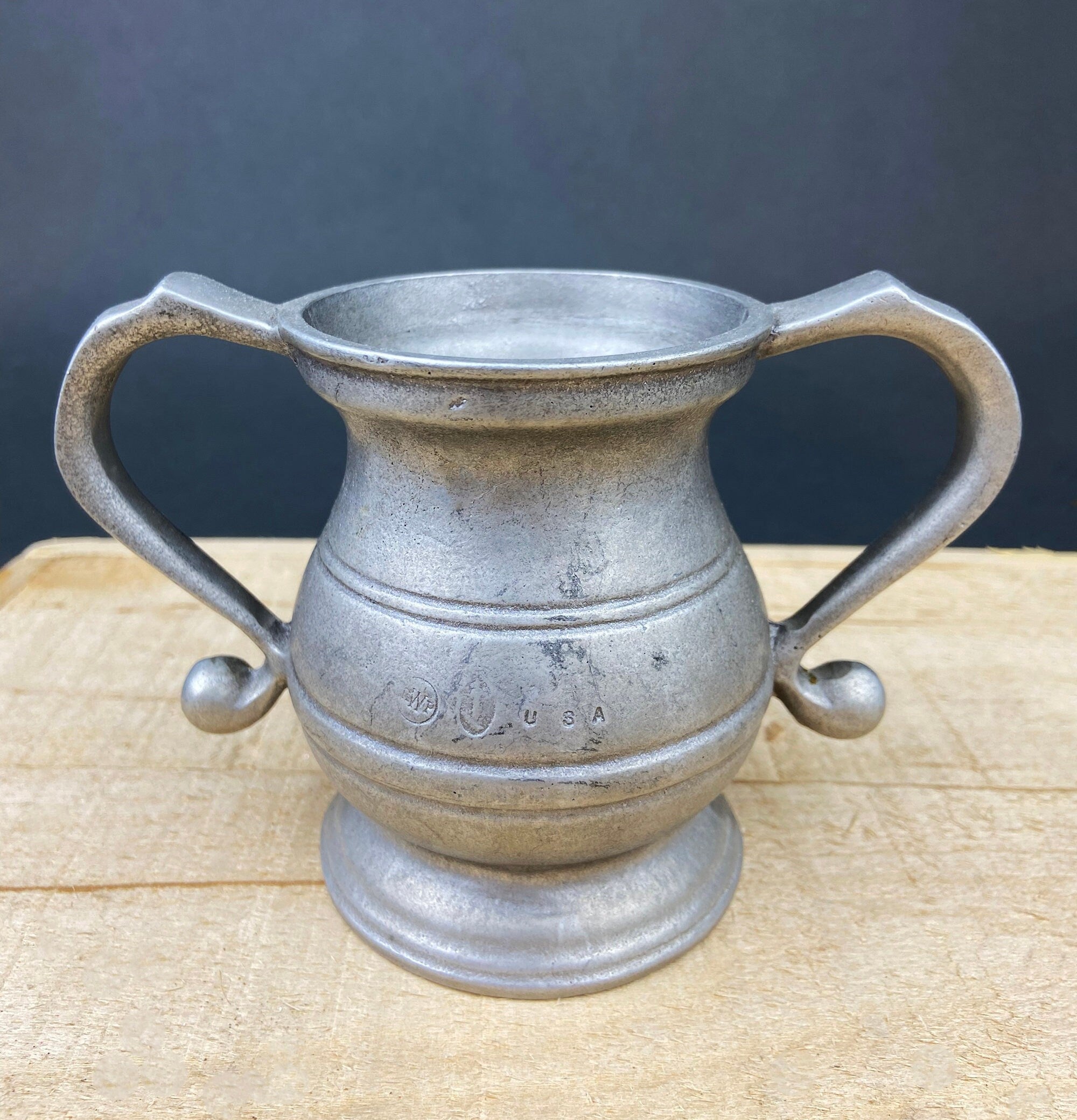 Vintage Pewter Sugar Bowl or Vase. Collectible, Home, Restaurant Decor. Film, Food Styling Prop. RWP USA.
