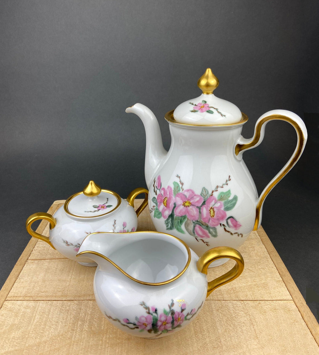 Antique Eschenbach Baronet Porcelain Tea & Coffee Set – Hand-Painted Floral, Bavaria