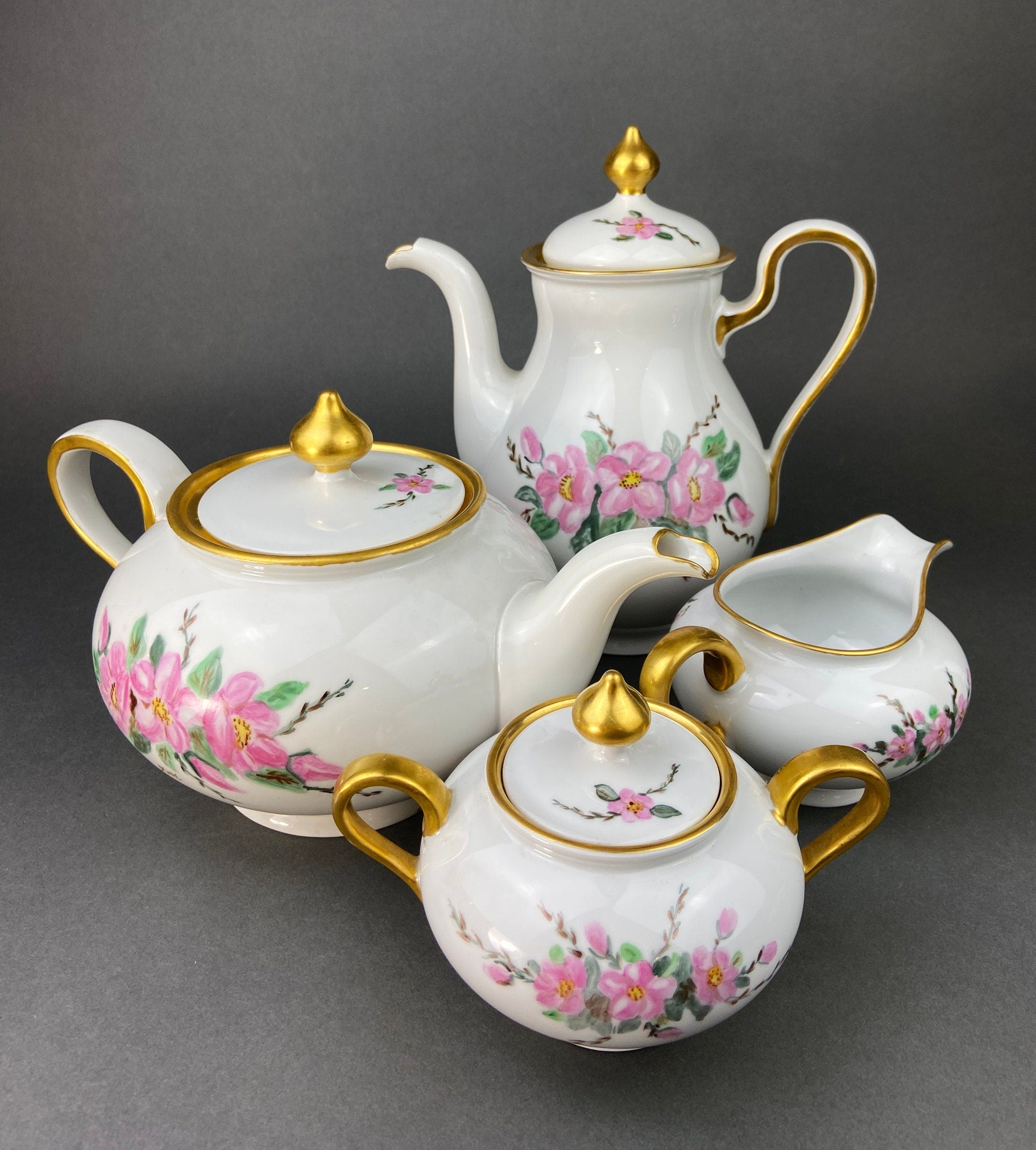 Antique Eschenbach Baronet Porcelain Tea & Coffee Set – Hand-Painted Floral, Bavaria