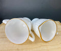 Monax Petalware Opalescent Creamer and Sugar Bowl. White with Gold Brim Depression Glass Creamer and Sugar Bowl.