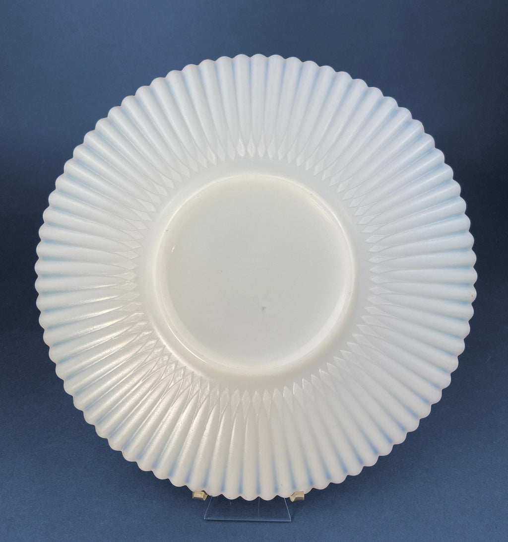 Antique Monax Petalware Opalescent Tea Set Trio. White and Gold Depression Glass Tea Cup, Saucer, Dessert or Salad Plate & Serving Plate.