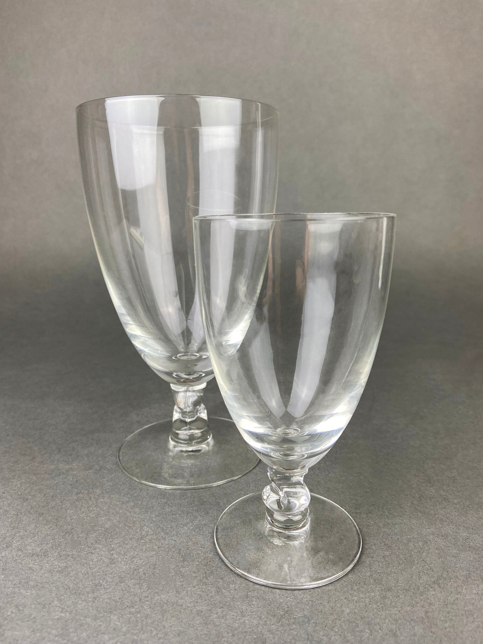 Vintage Contour Clear by Fostoria Crystal Juice Glasses with S Shaped Stem. Set of Five Small Stemware. Collectible Glassware. Fine Dining.