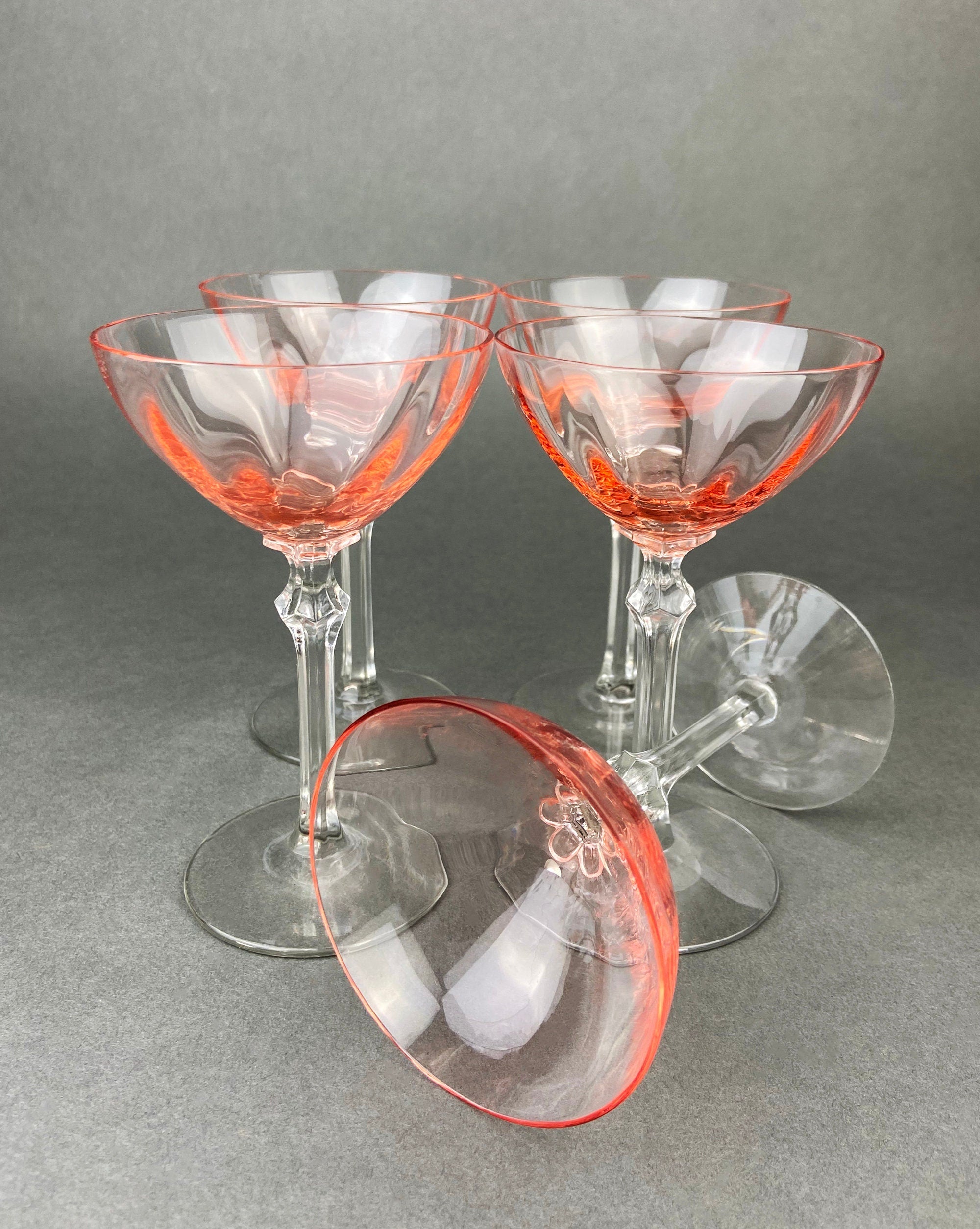 Fostoria Light Pink Crystal Claret Glasses – Set of 5