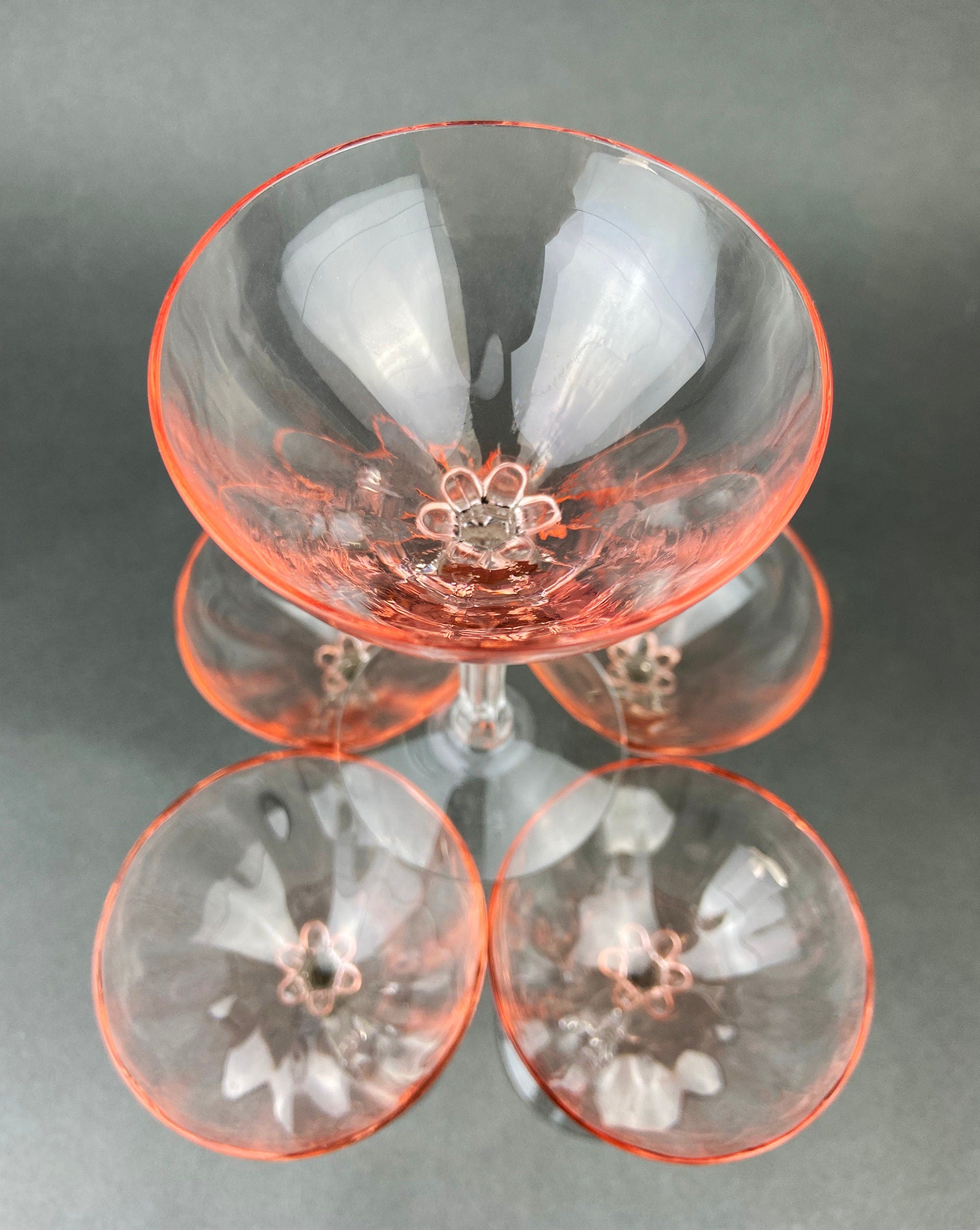 Fostoria Light Pink Crystal Claret Glasses – Set of 5