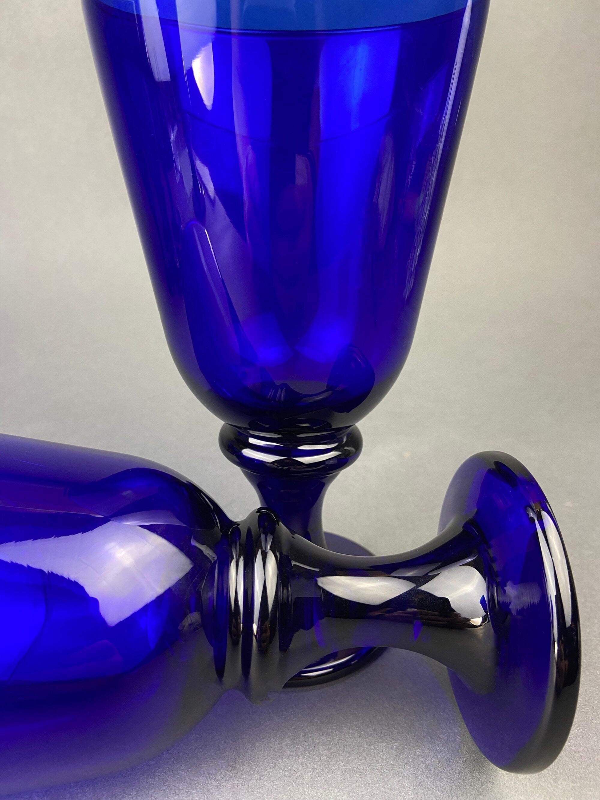 Cobalt Blue Glass Water Goblets, Set of 8