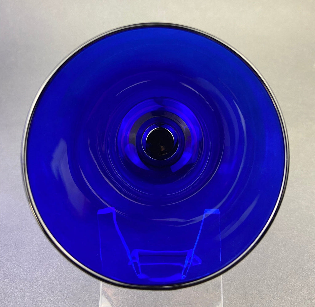 Cobalt Blue Glass Water Goblets, Set of 8
