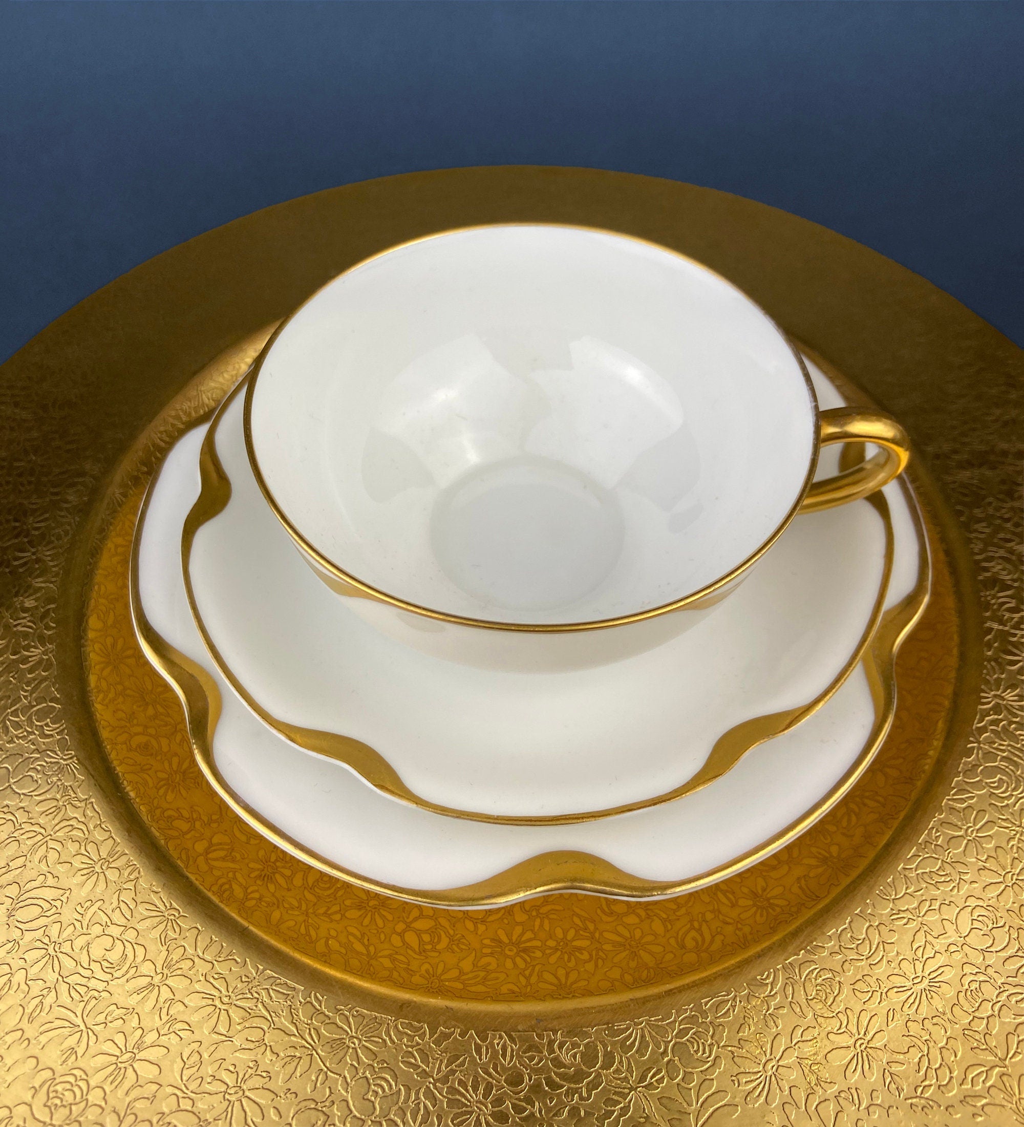 Haviland Limoges Tea Cup & Saucer – Hand-Painted Violet Clusters