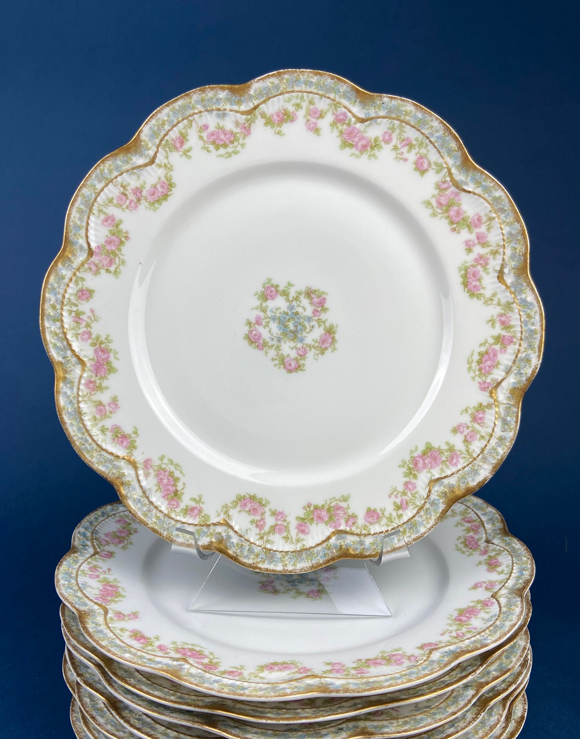Antique Hutschenreuther Richelieu Rose Garland Soup Plates – Set of 12