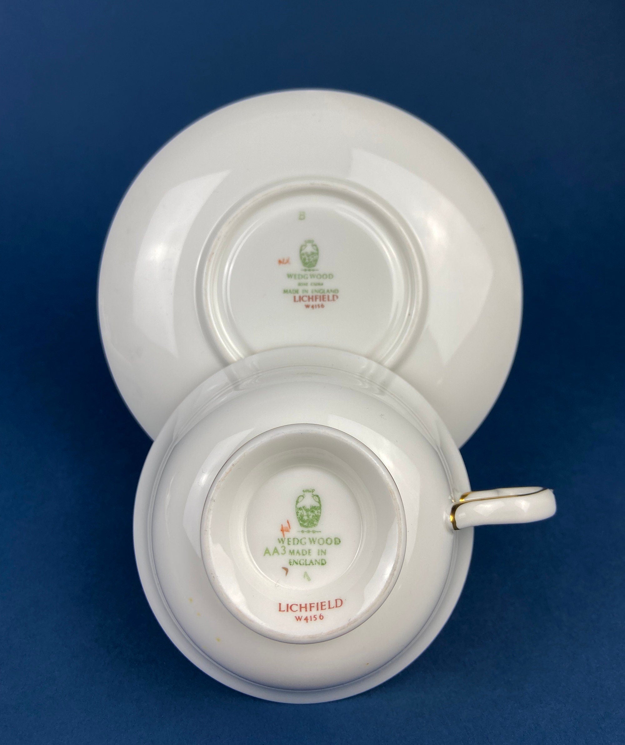 Wedgewood Tea or Coffee Cup with Saucer. Vintage Sophisticated, Fine Bone China with Flower Motif. Made in England. Gift for him or Her.